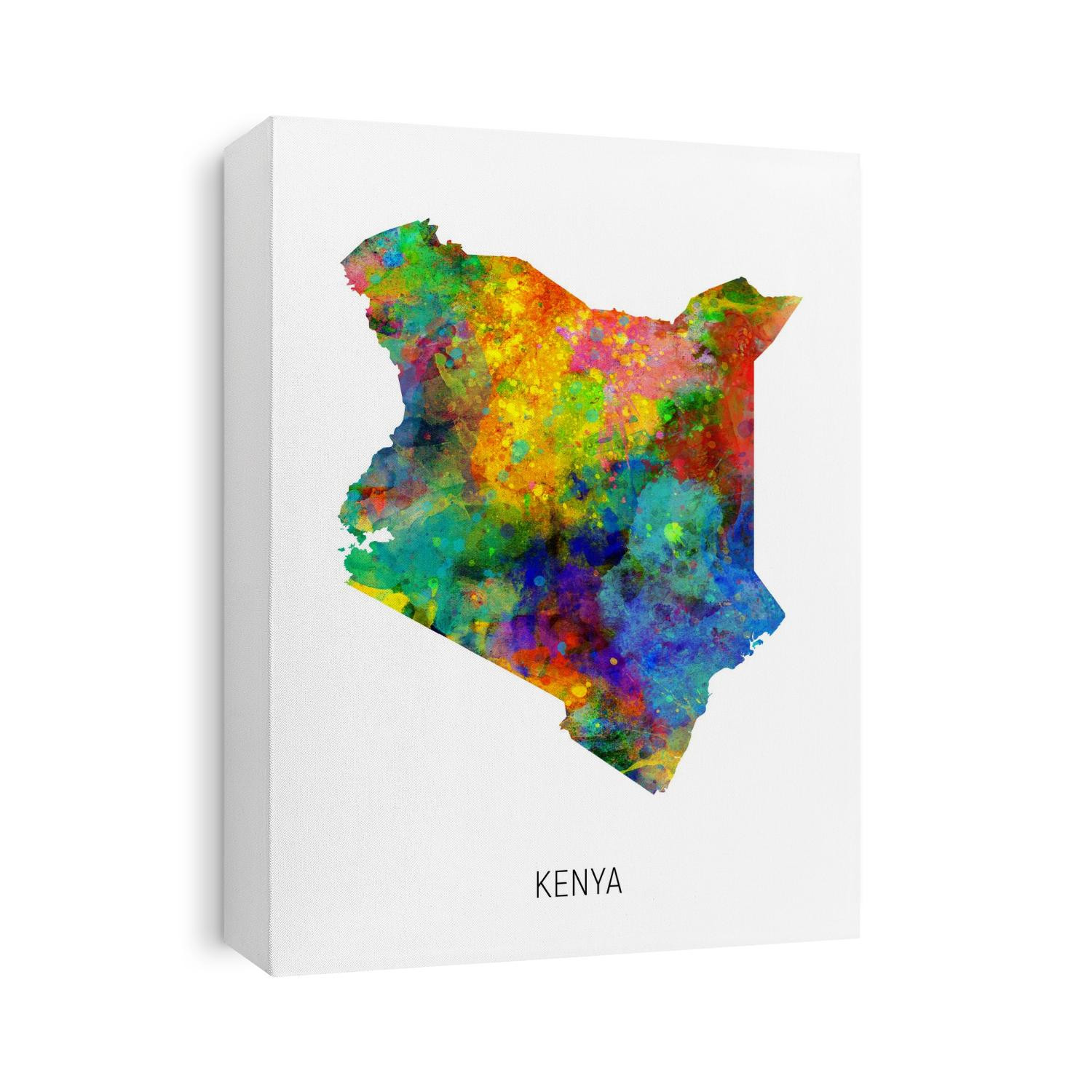 A watercolor map of Kenya