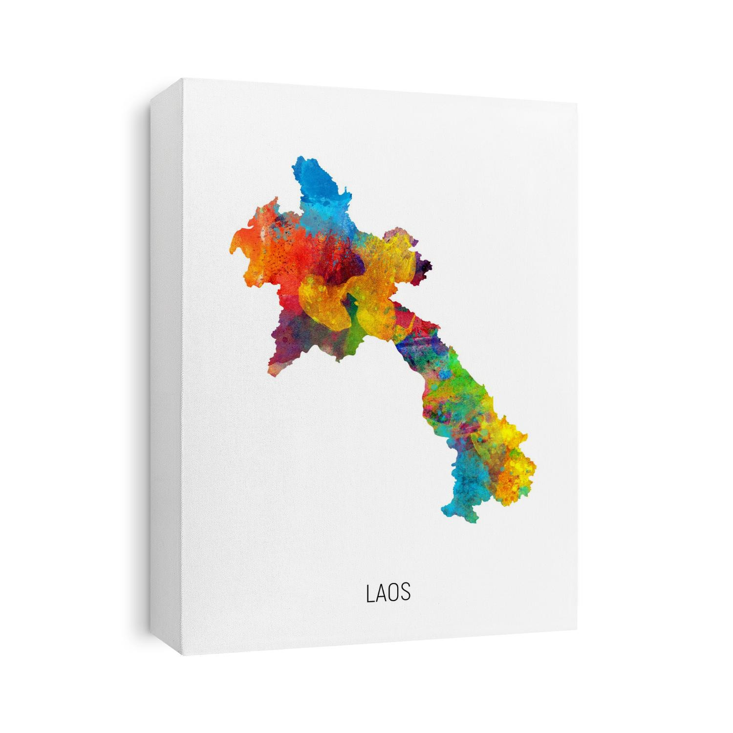 A watercolor map of Laos