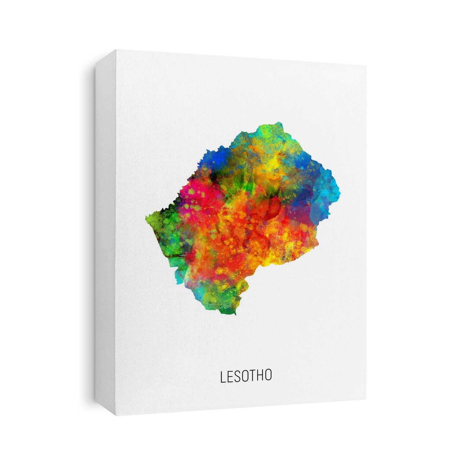 A watercolor map of Lesotho