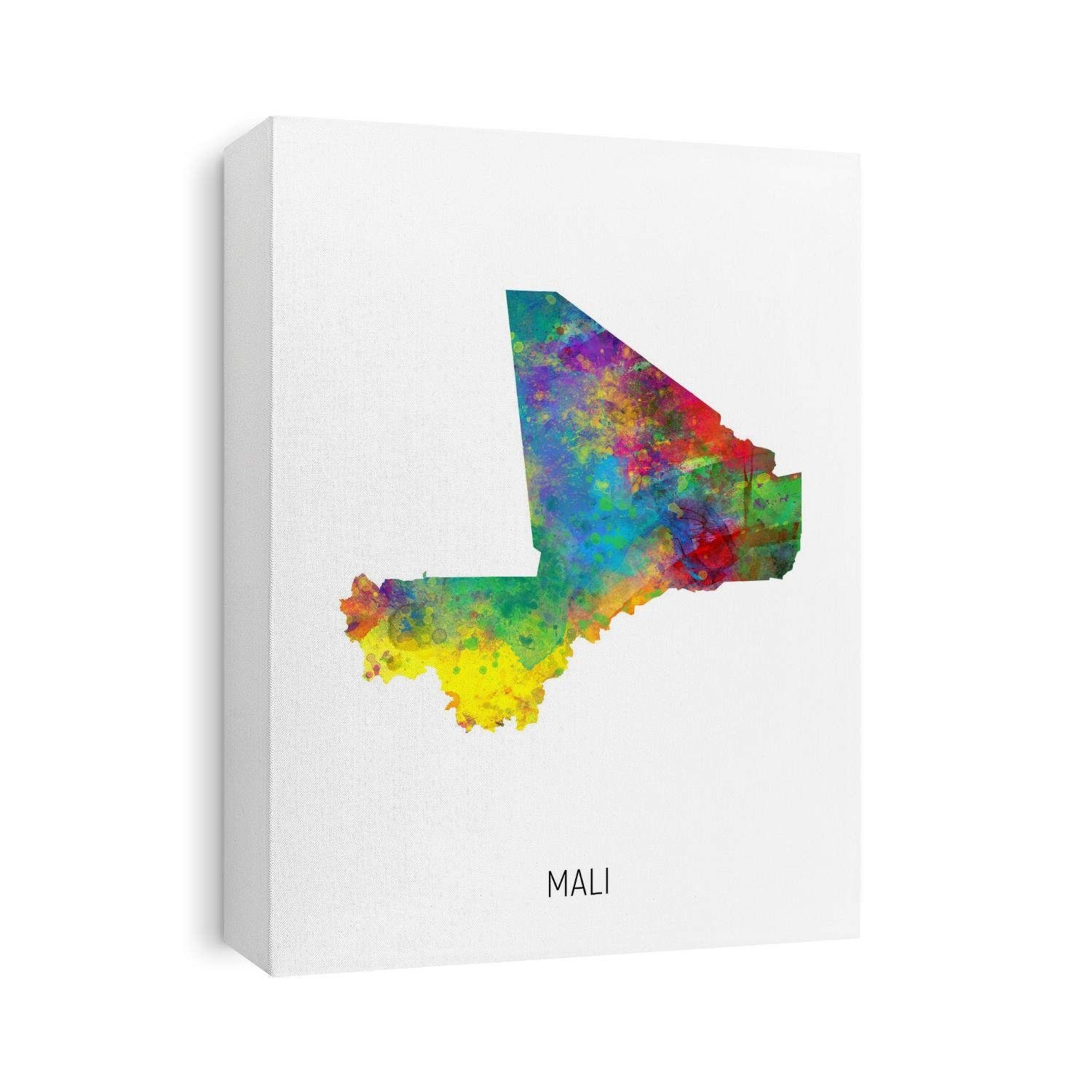 A watercolor map of Mali