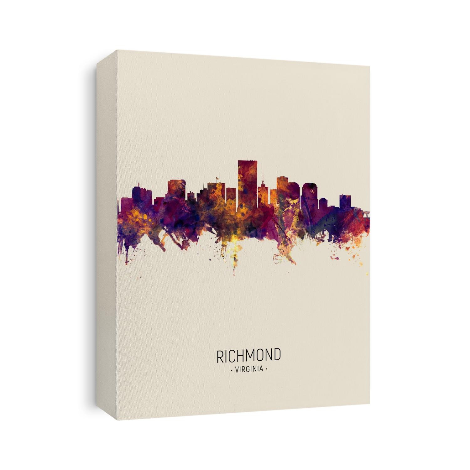 Watercolor art print of the skyline of Richmond, Virginia, United States