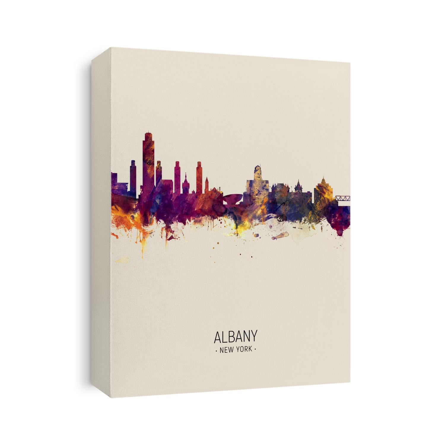 Watercolor art print of the skyline of Albany, New York, United States