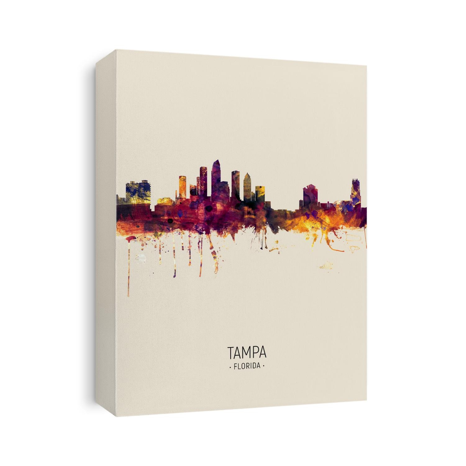Watercolor art print of the skyline of Tampa, Florida, United States