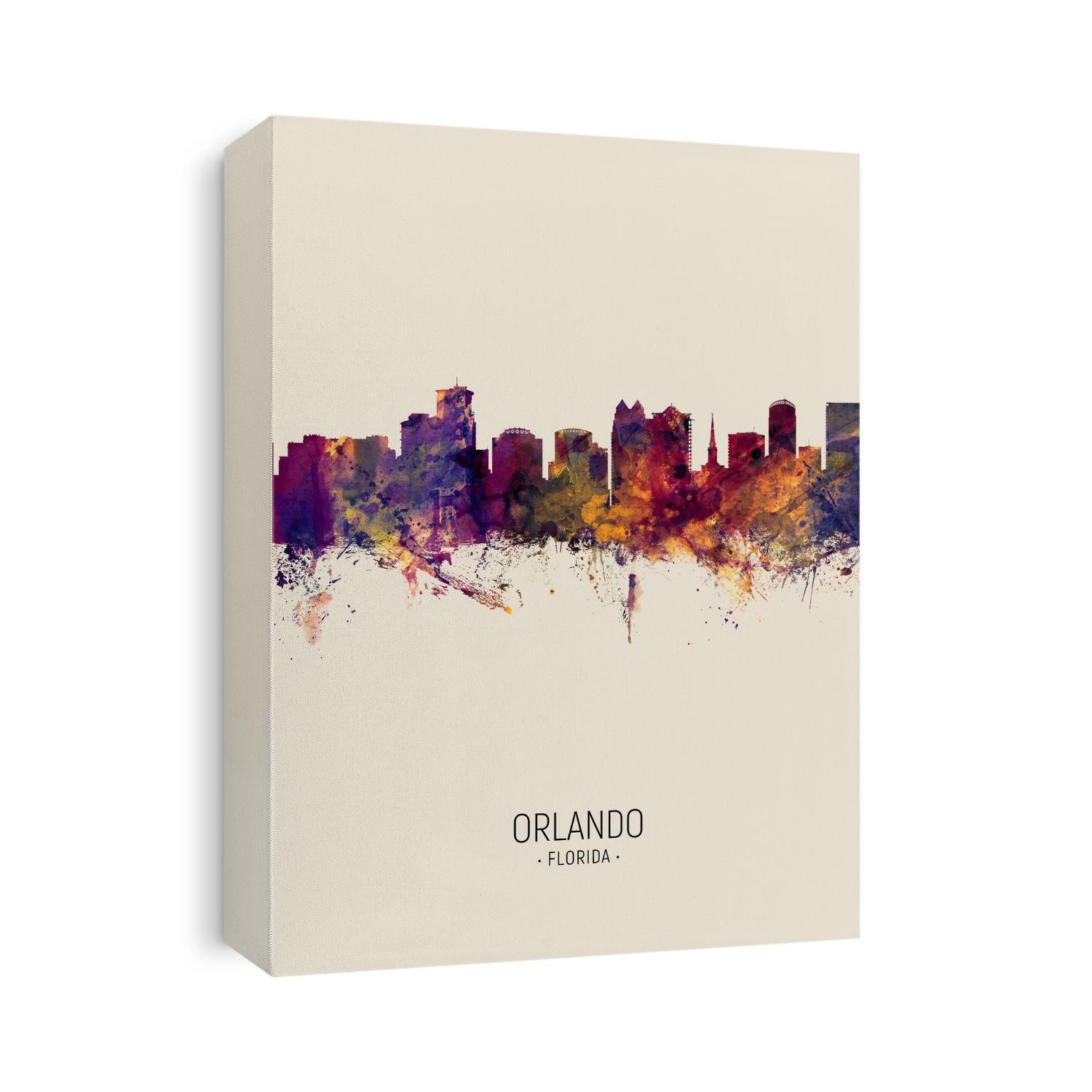 Watercolor art print of the skyline of Orlando, Florida, United States