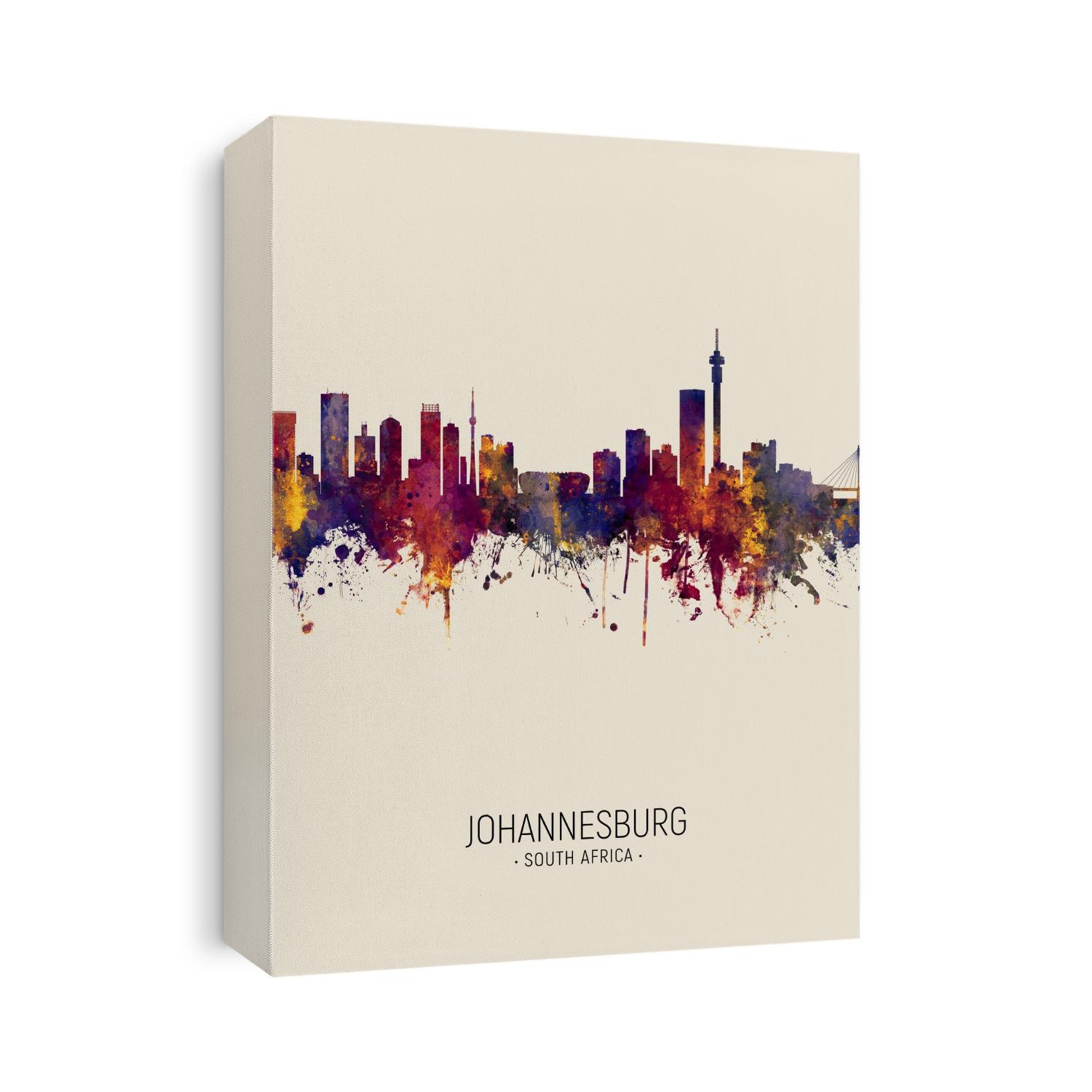 Watercolor art print of the skyline of Johannesburg, South Africa