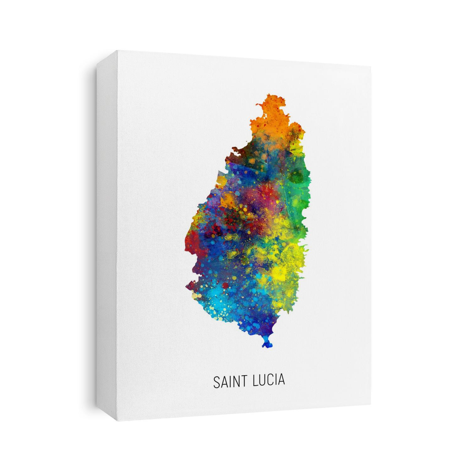 A watercolor map of Saint Lucia