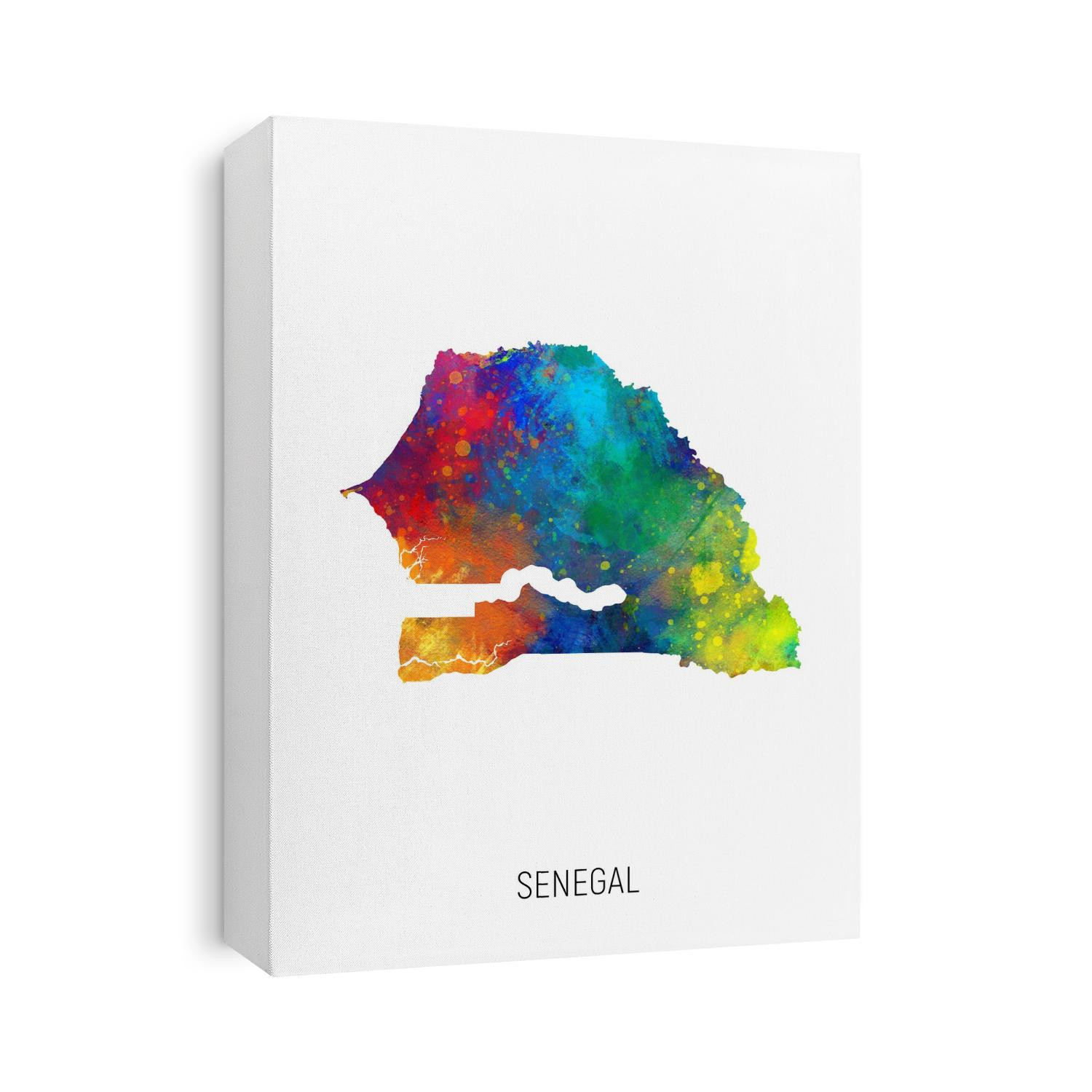 A watercolor map of Senegal