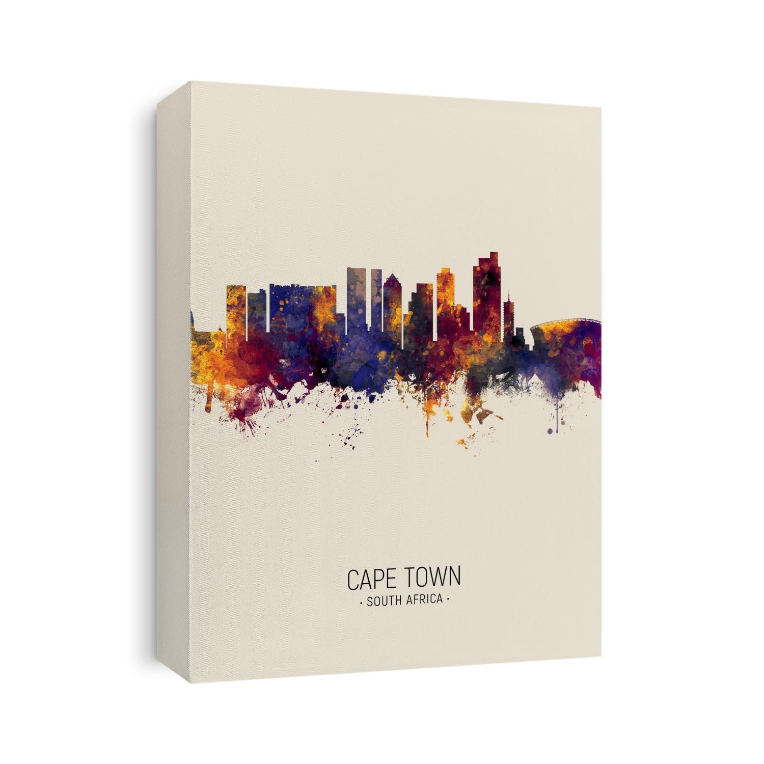 Watercolor art print of the skyline of Cape Town, South Africa