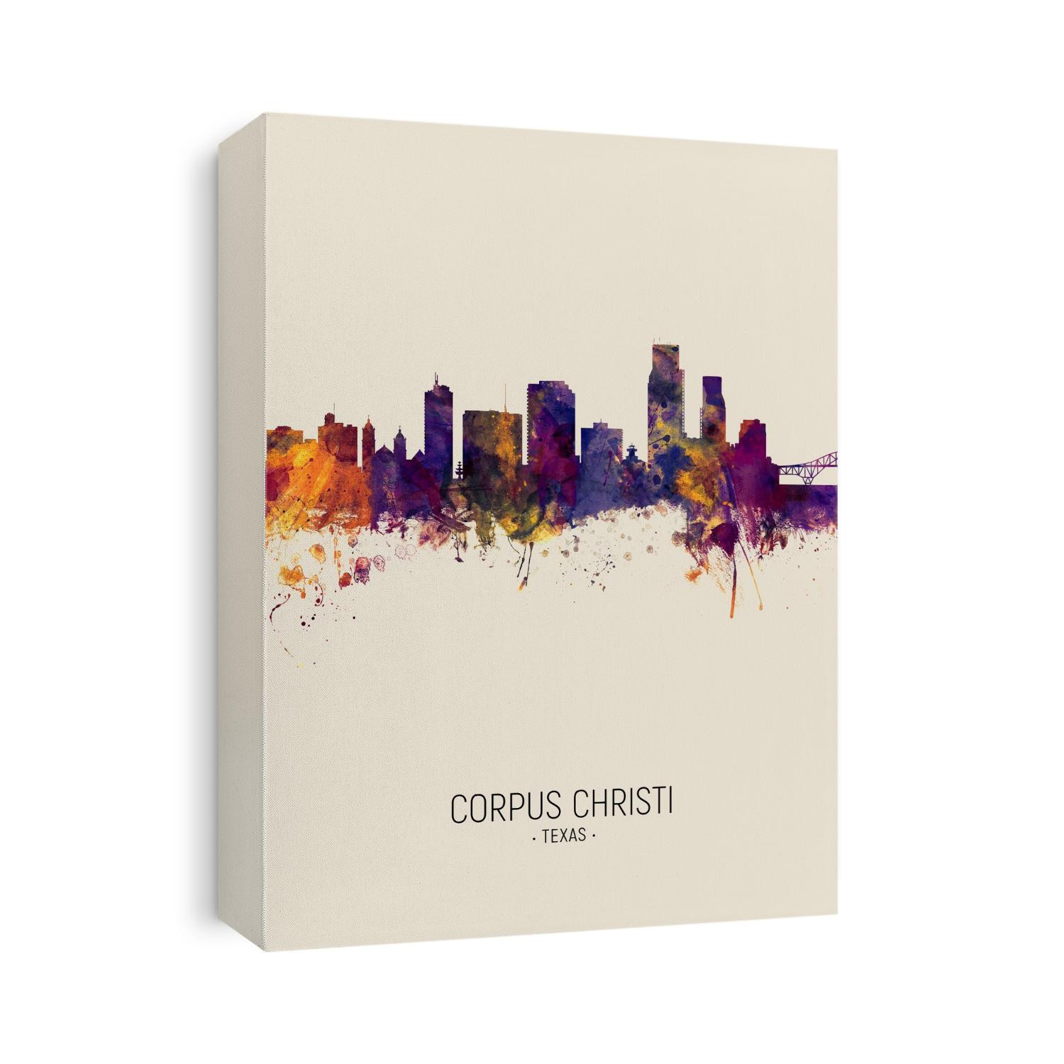 Watercolor art print of the skyline of Corpus Christi, Texas, United States