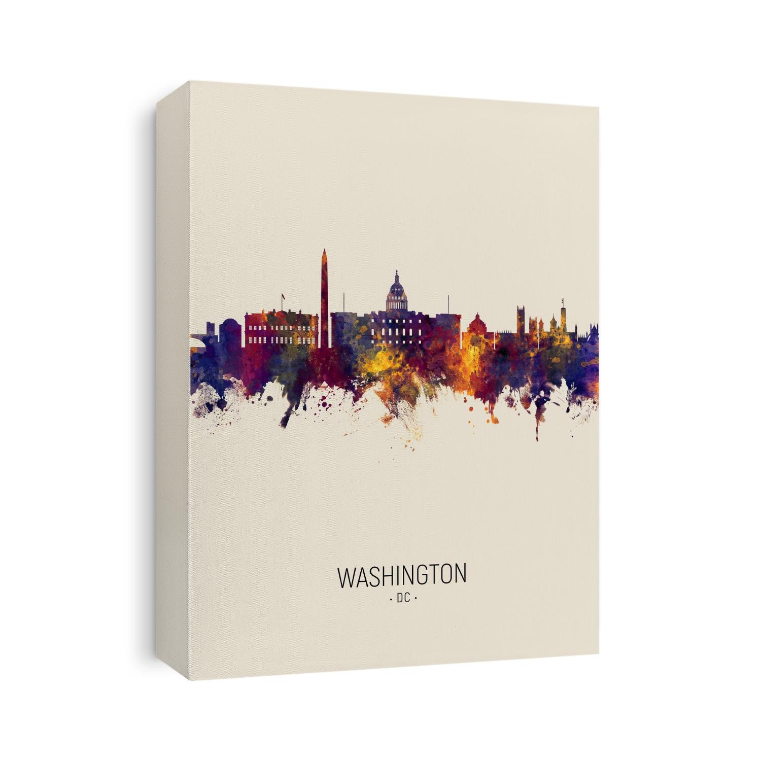 Watercolor art print of the skyline of Washington DC, United States