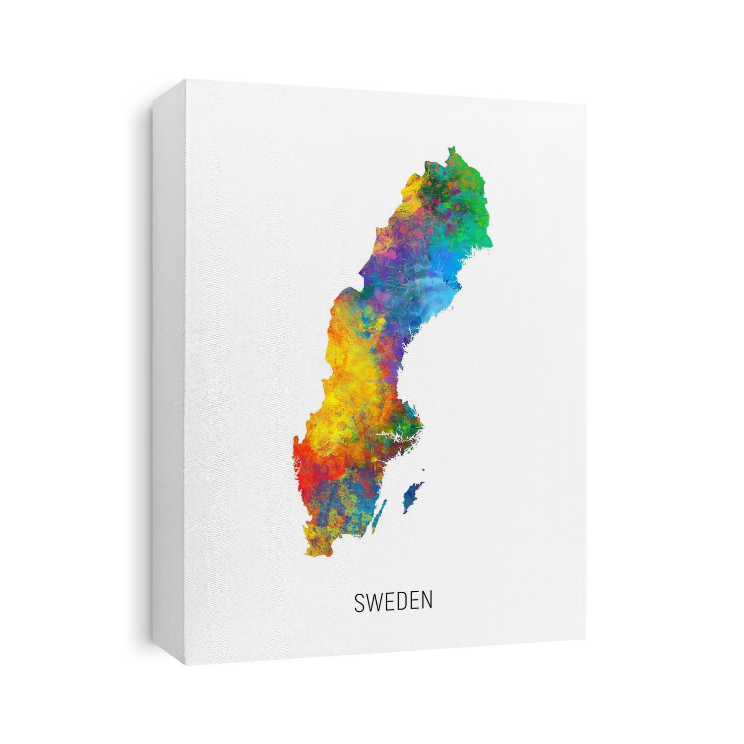 A watercolor map of Sweden