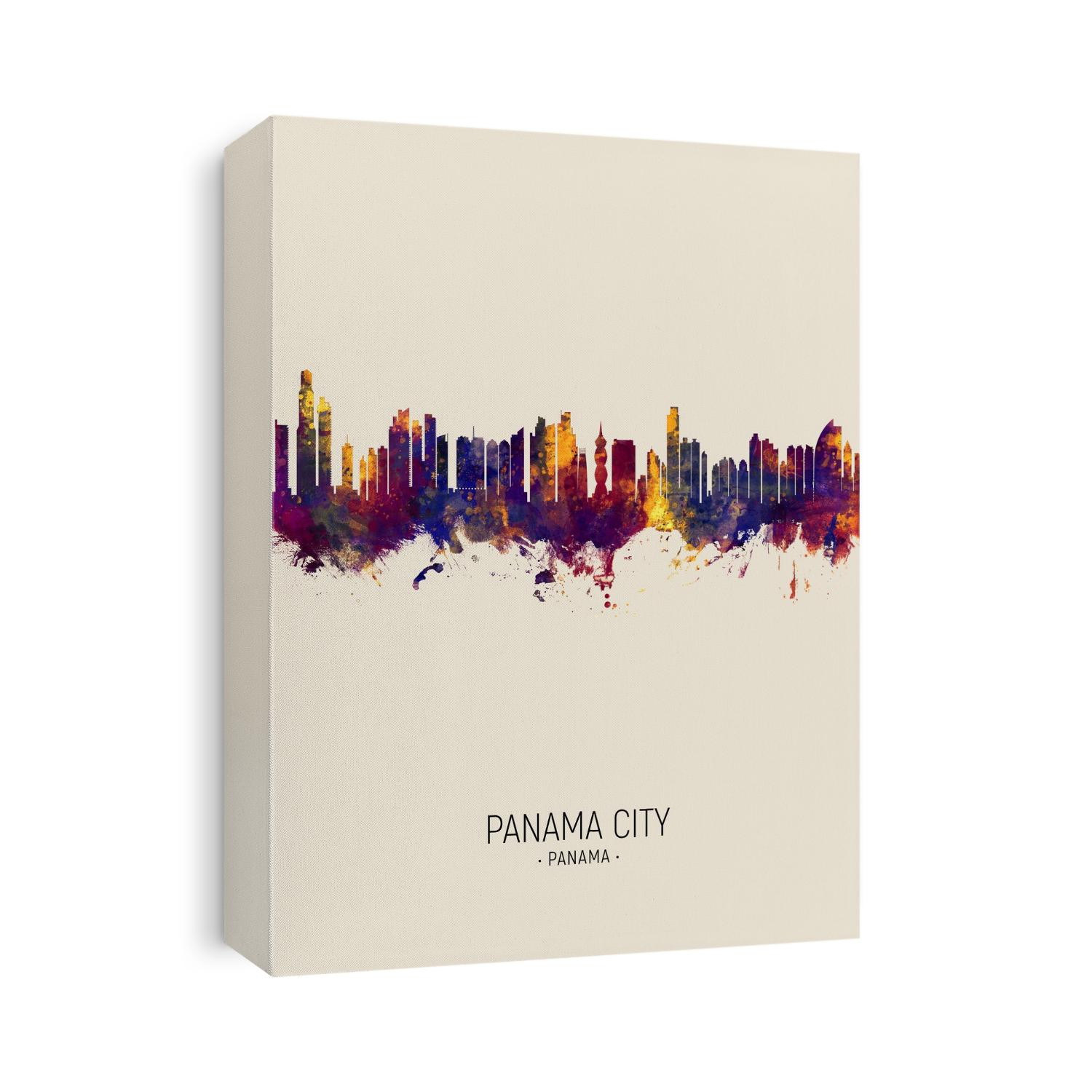 Watercolor art print of the skyline of Panama City, Panama