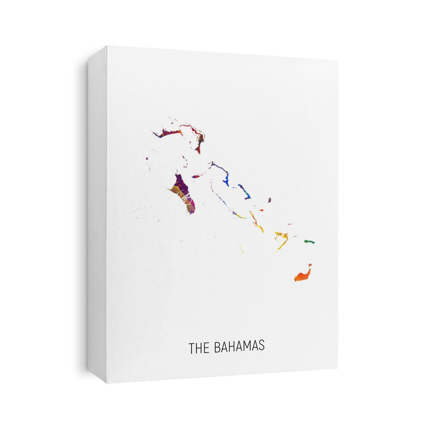 A watercolor map of The Bahamas