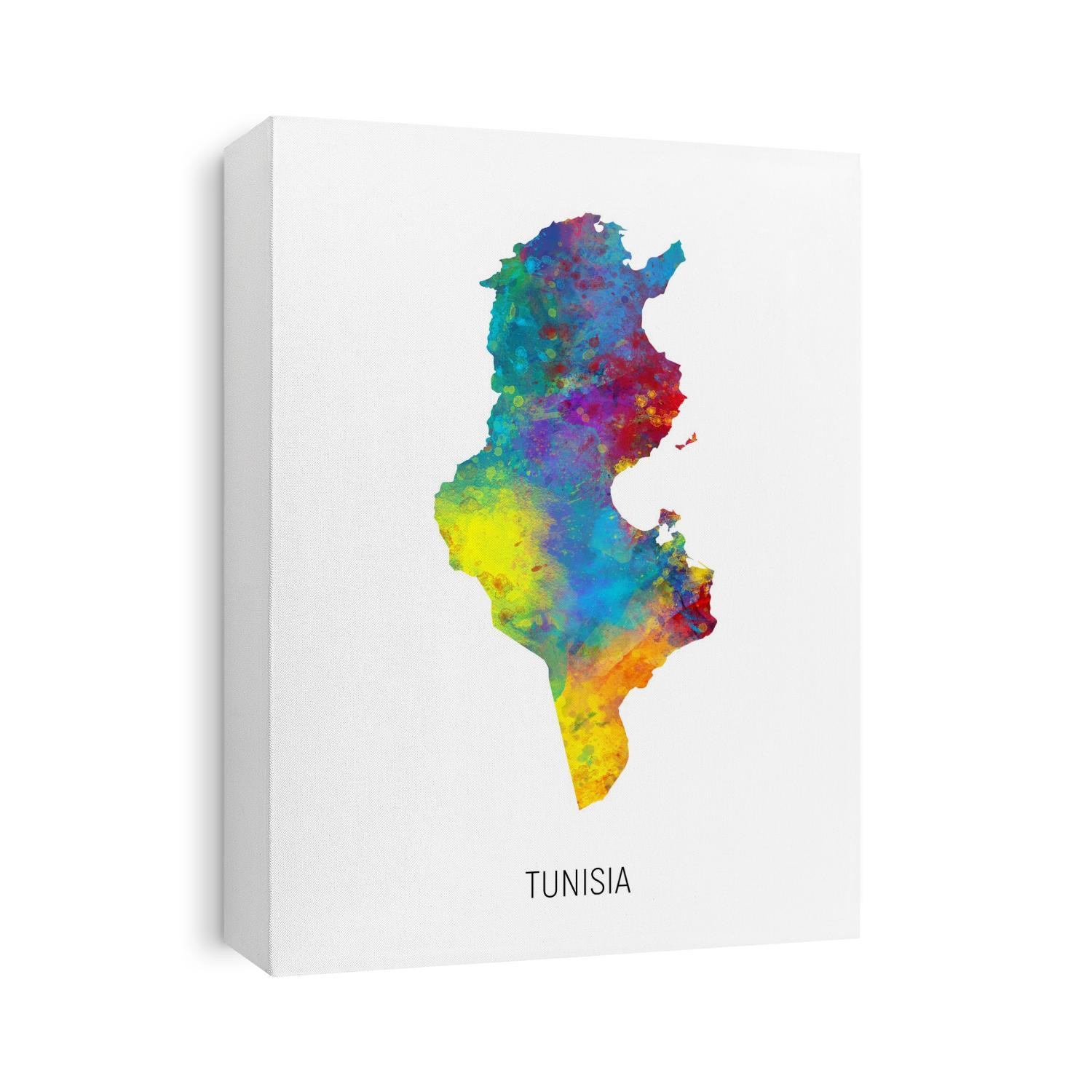 A watercolor map of Tunisia