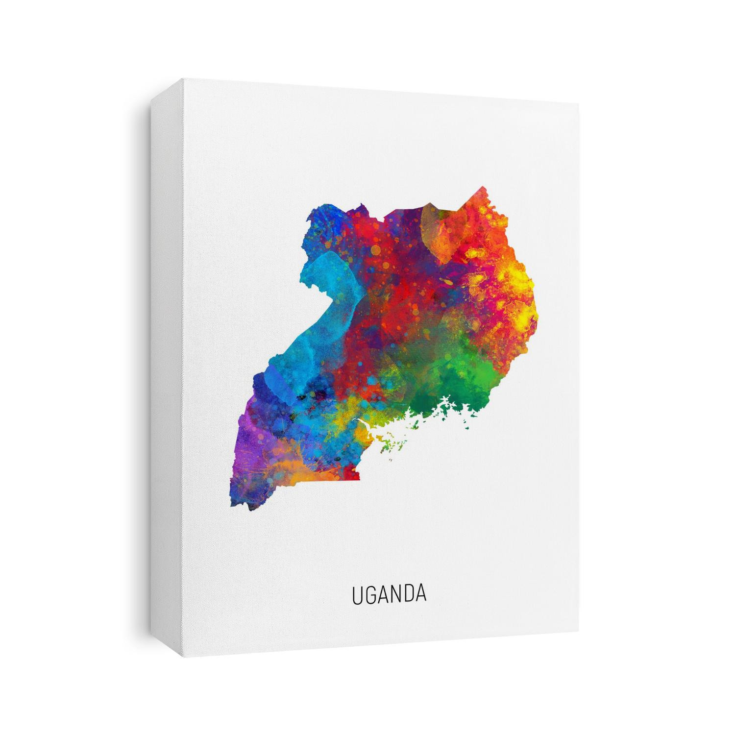 A watercolor map of Uganda