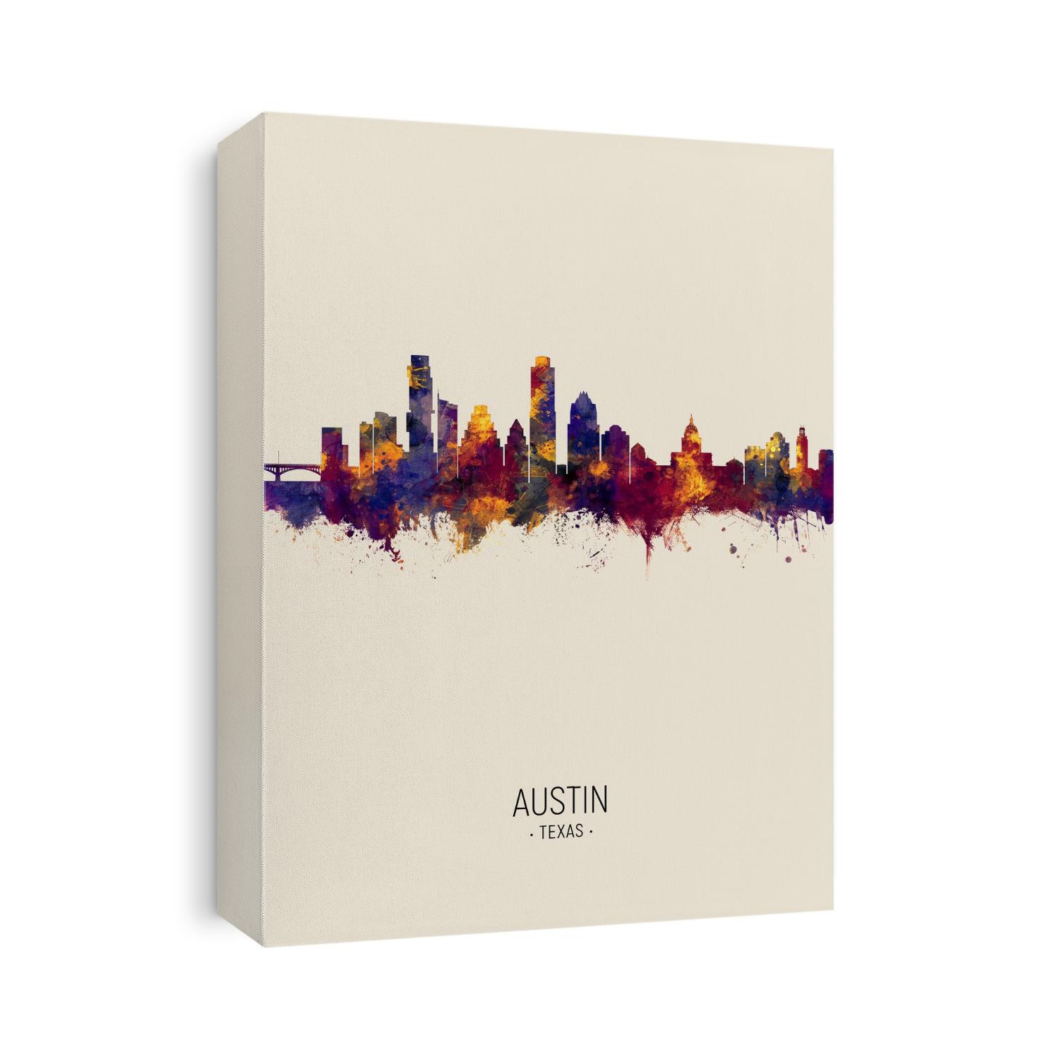 Watercolor art print of the skyline of Austin, Texas, United States