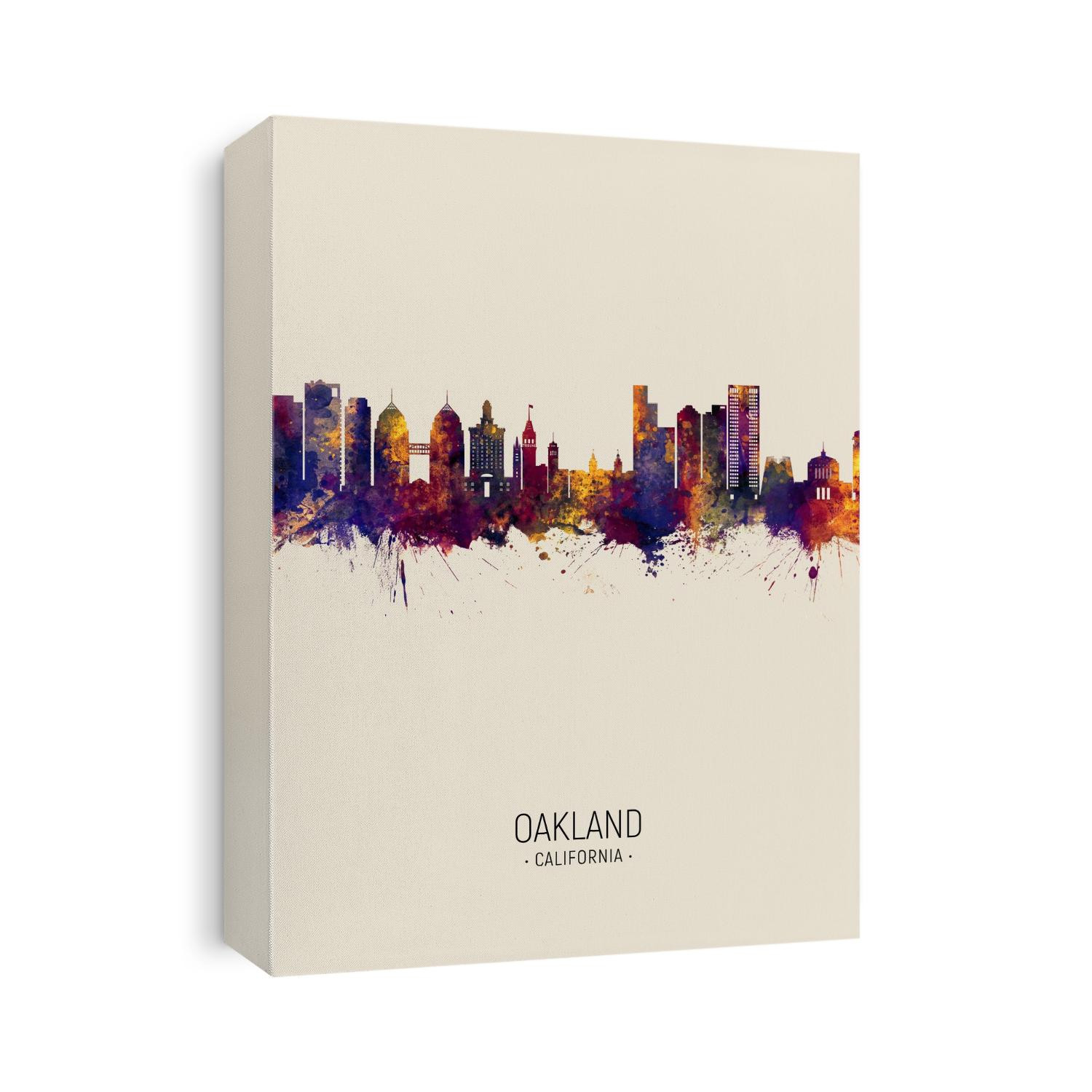 Watercolor art print of the skyline of Oakland, California, United States