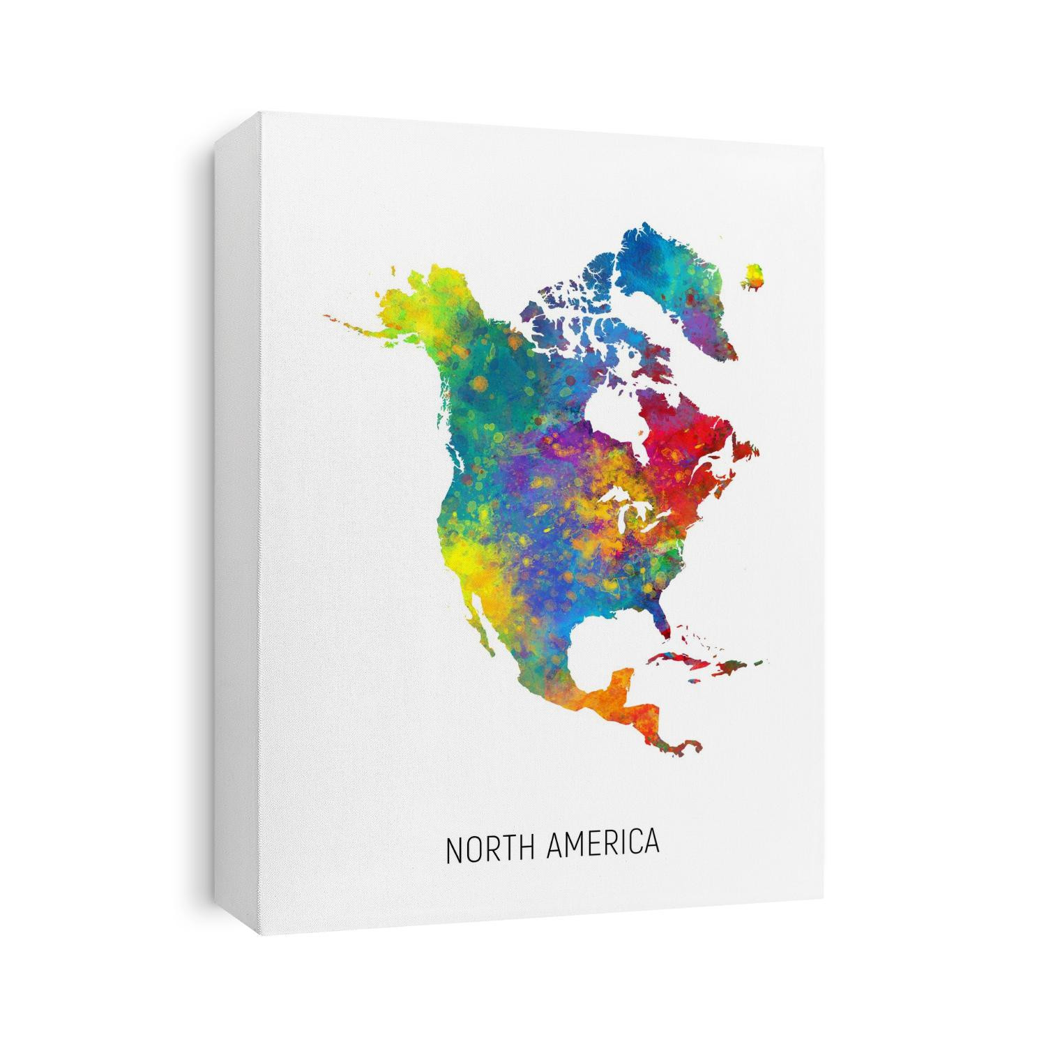 A watercolor map of North America