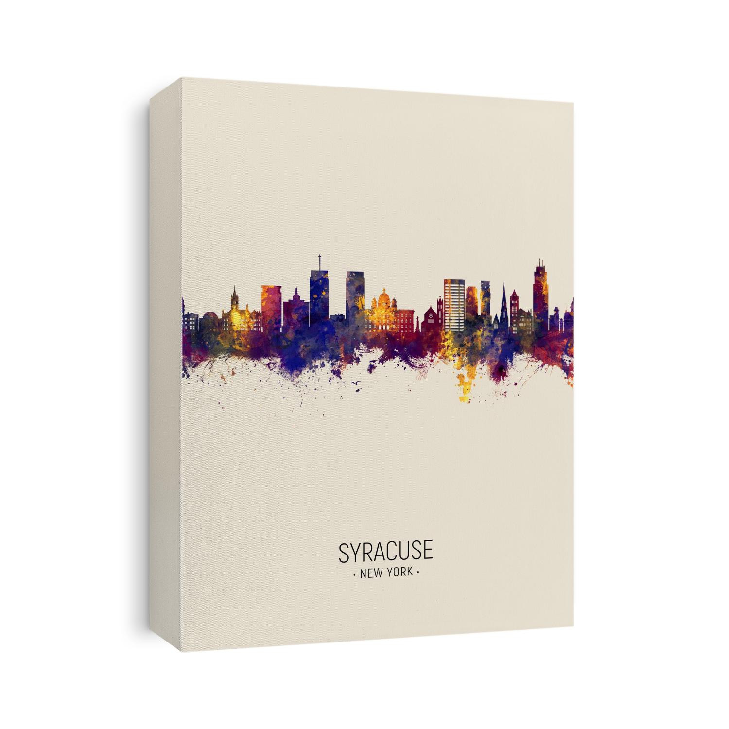 Watercolor art print of the skyline of Syracuse, Kansas, United States