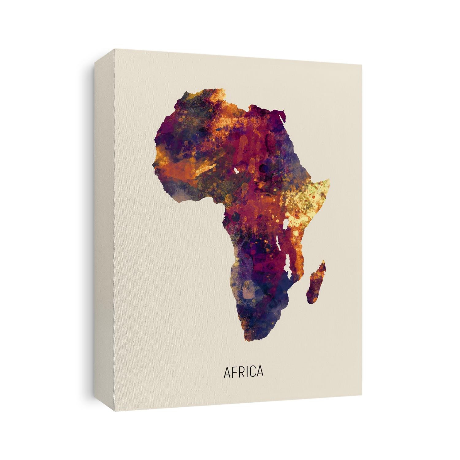 A watercolor map of Africa