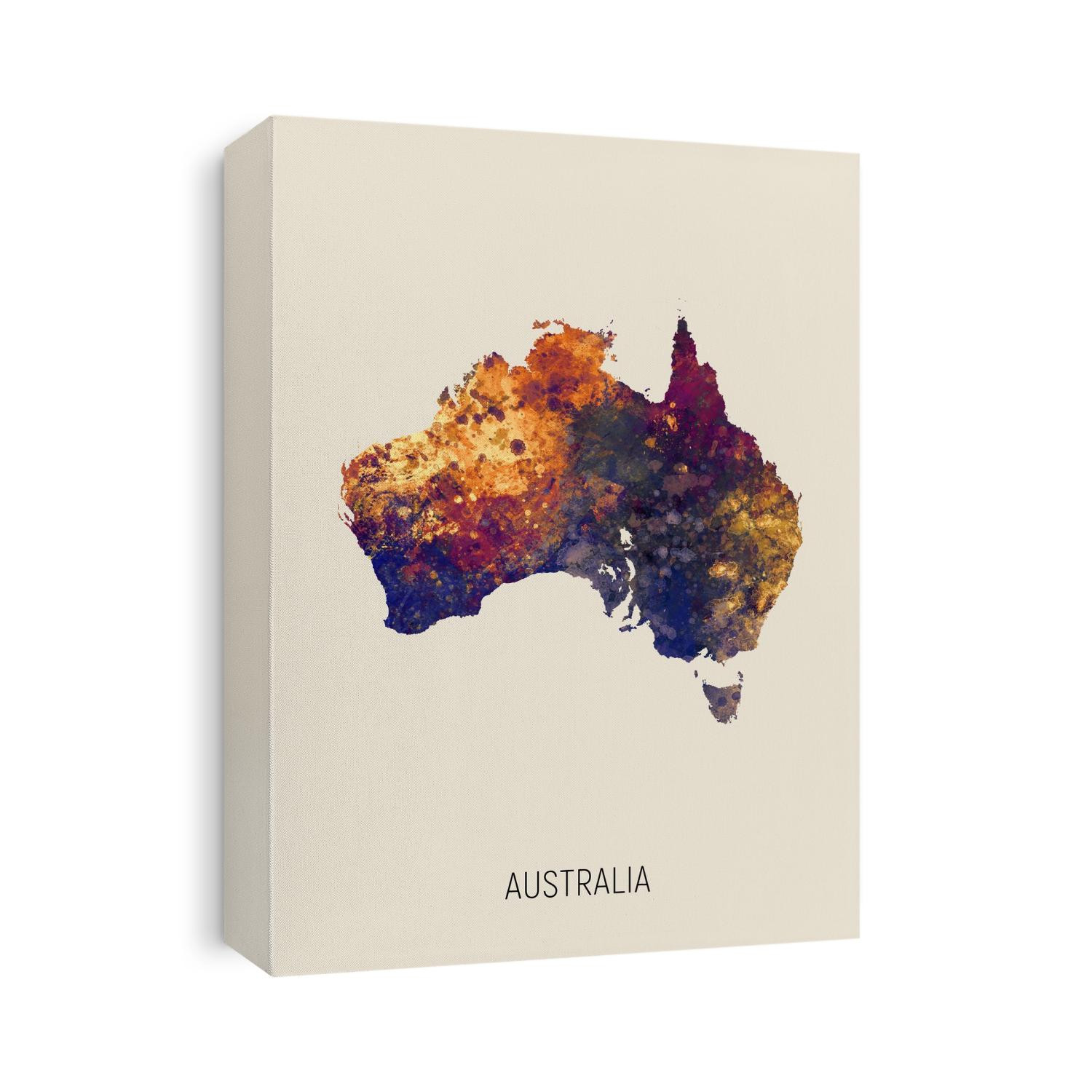 A watercolor map of Australia