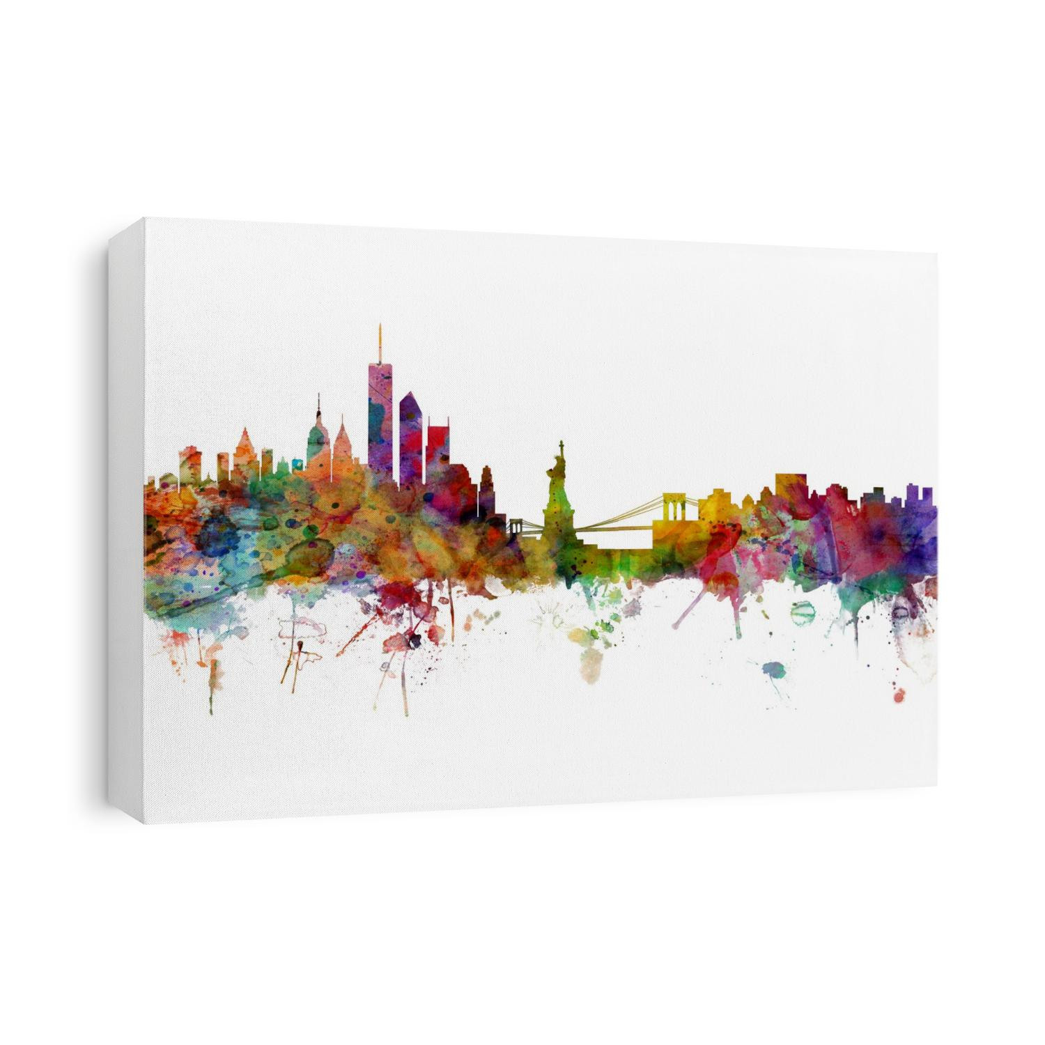 Watercolor art print of the skyline of the City of New York, New York, United States