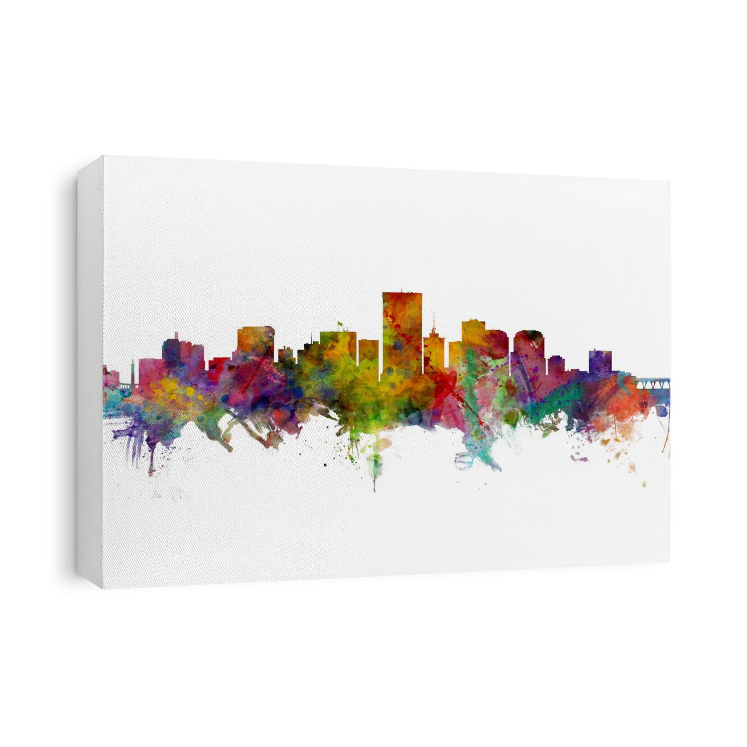 Watercolor art print of the skyline of Richmond, Virginia, United States