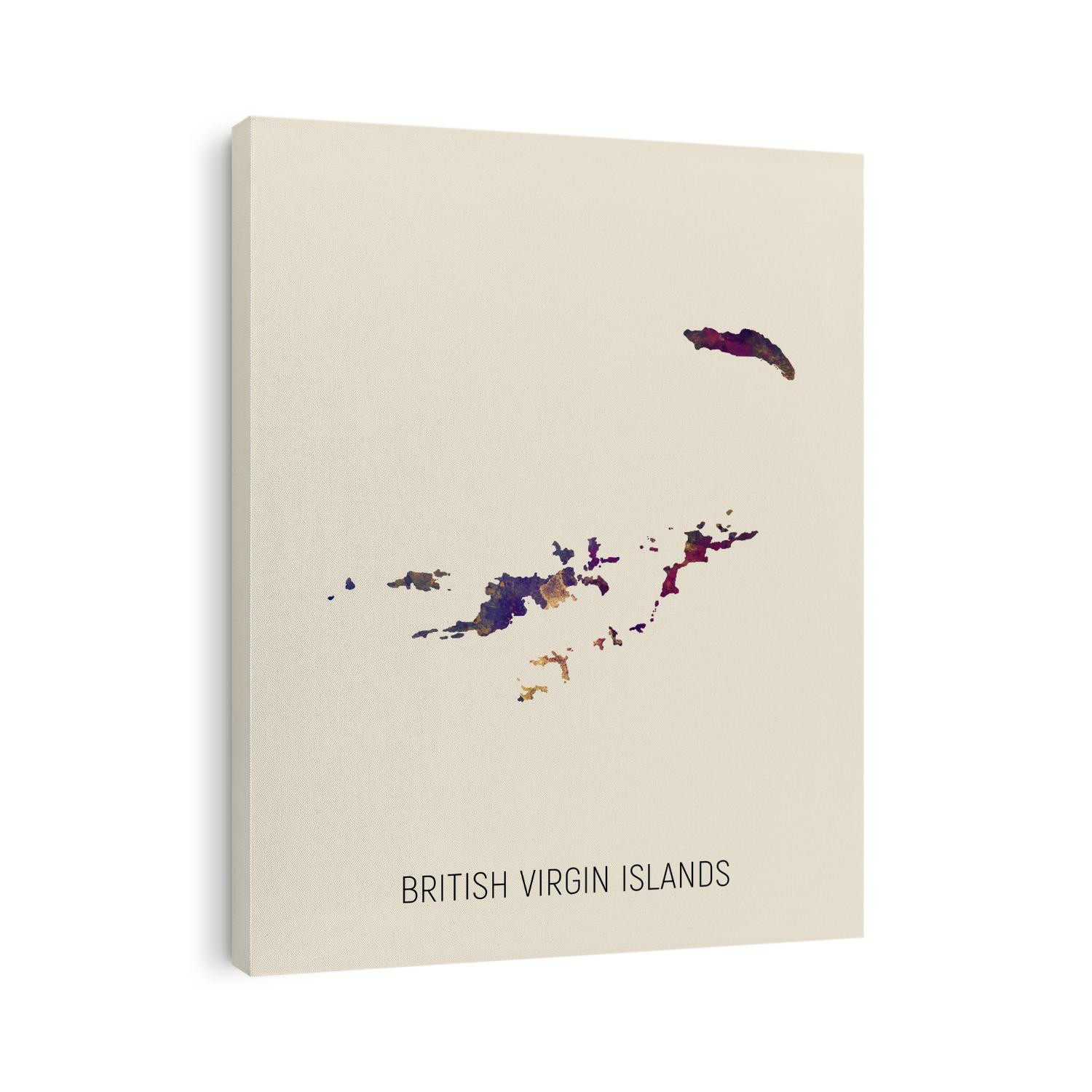 A watercolor map of British Virgin Islands