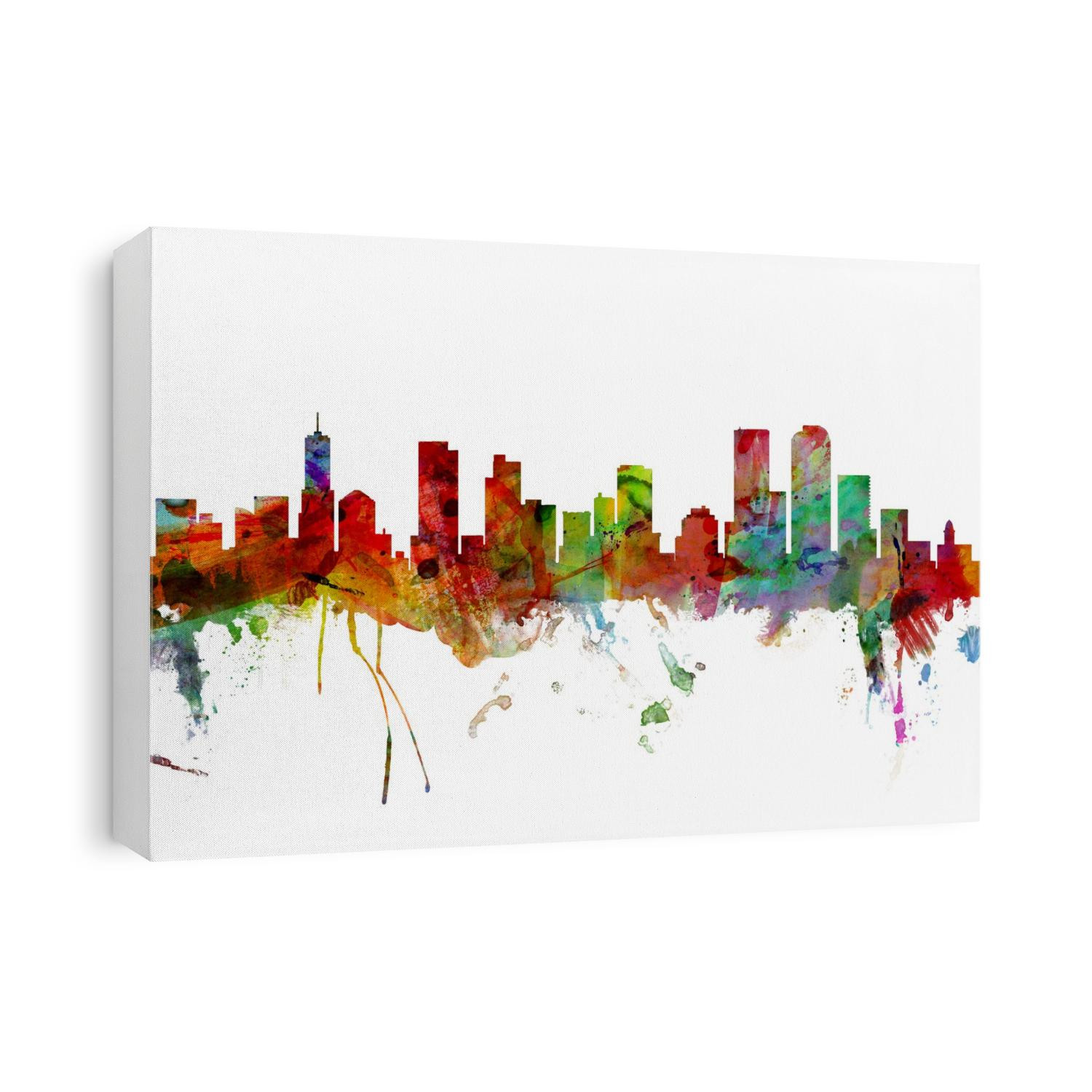 Watercolor art print of the skyline of Denver, Colorado, United States