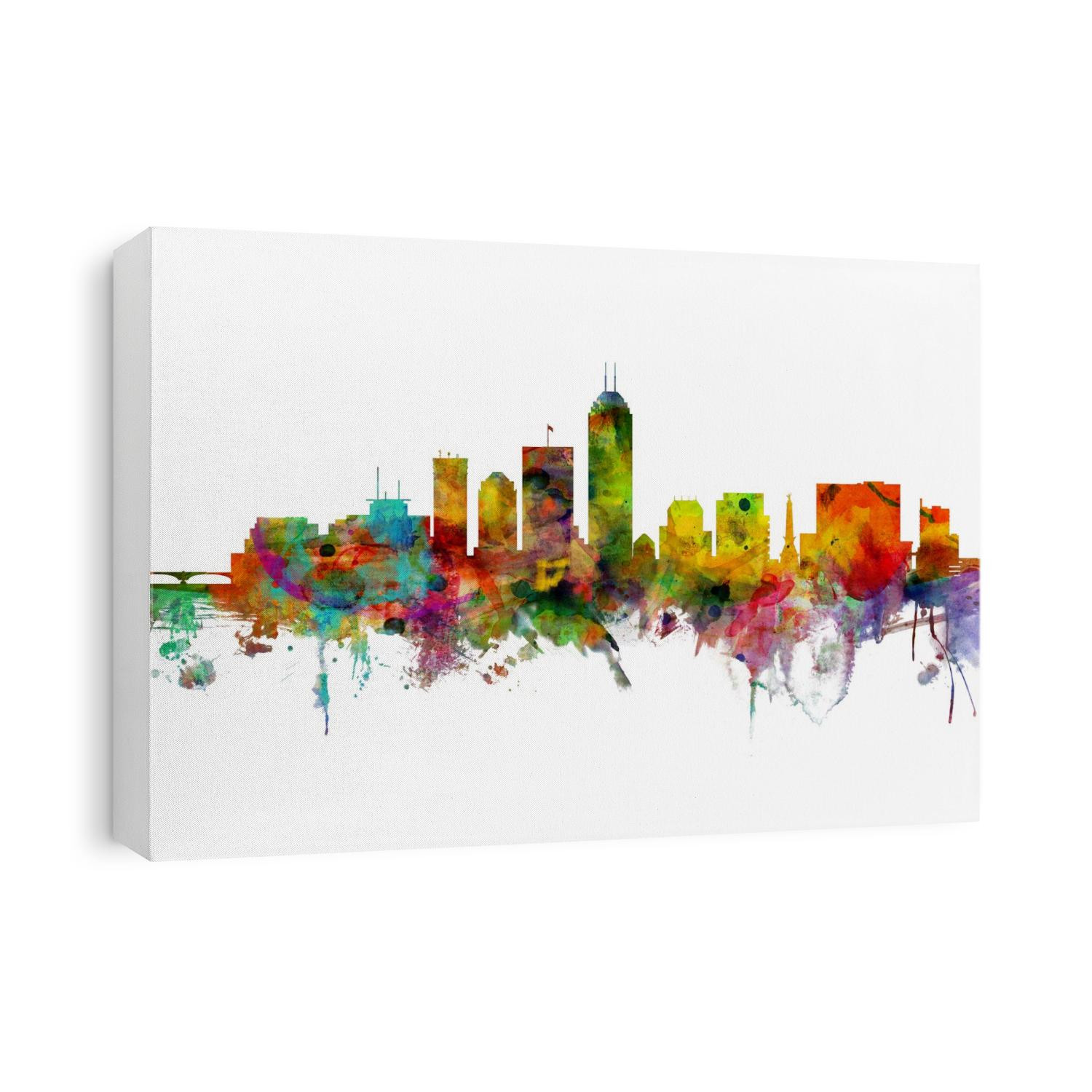 Watercolor art print of the skyline of Indianapolis, Indiana, United States