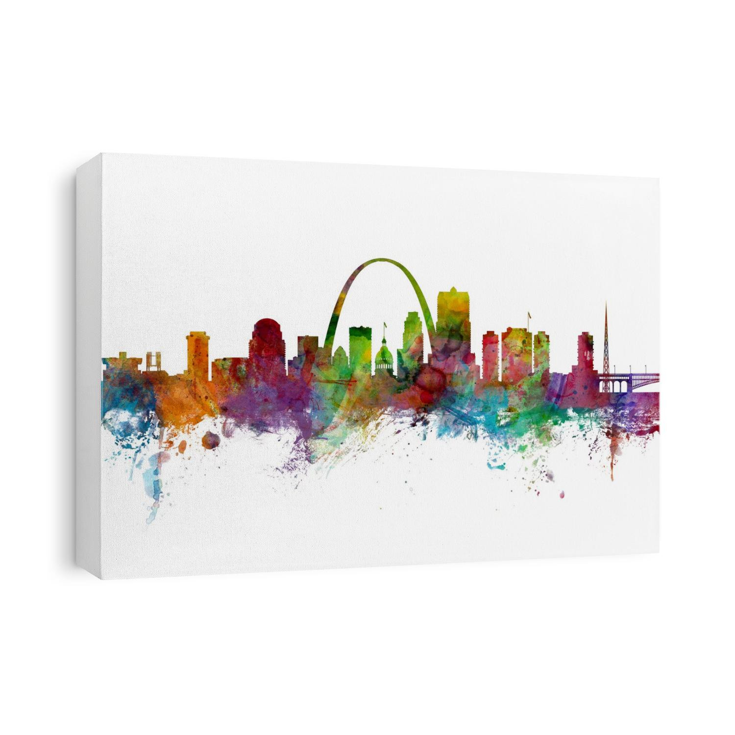 Watercolor art print of the skyline of St Louis, Missouri, United States