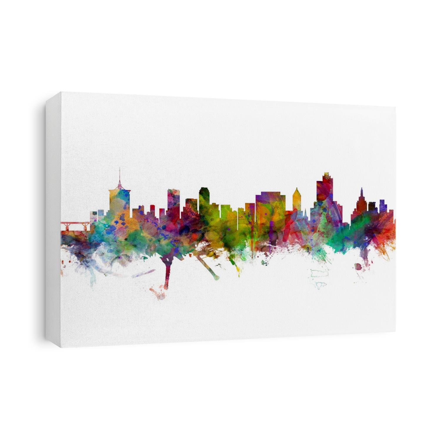 Watercolor art print of the skyline of Tulsa, Oklahoma, United States