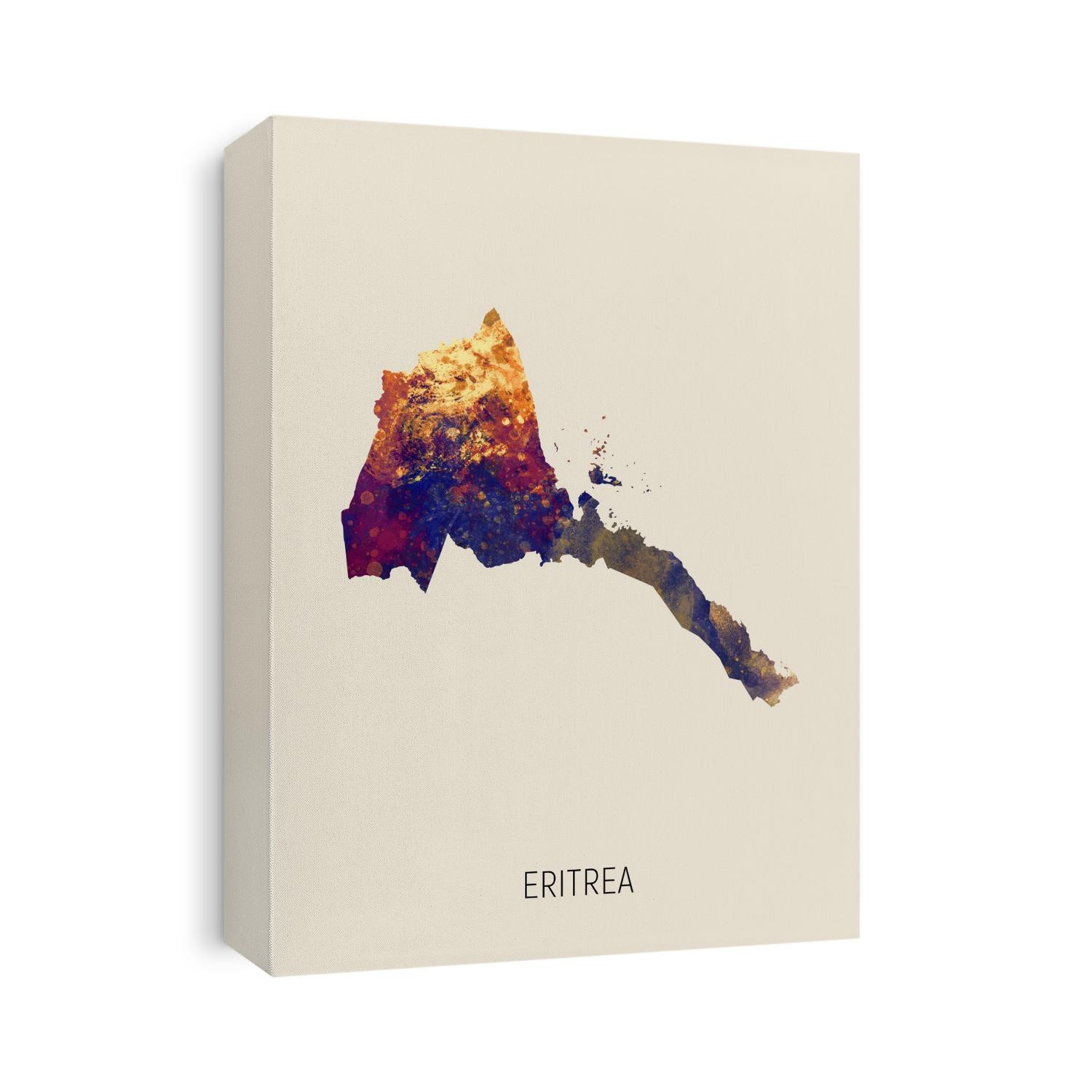 A watercolor map of Eritrea