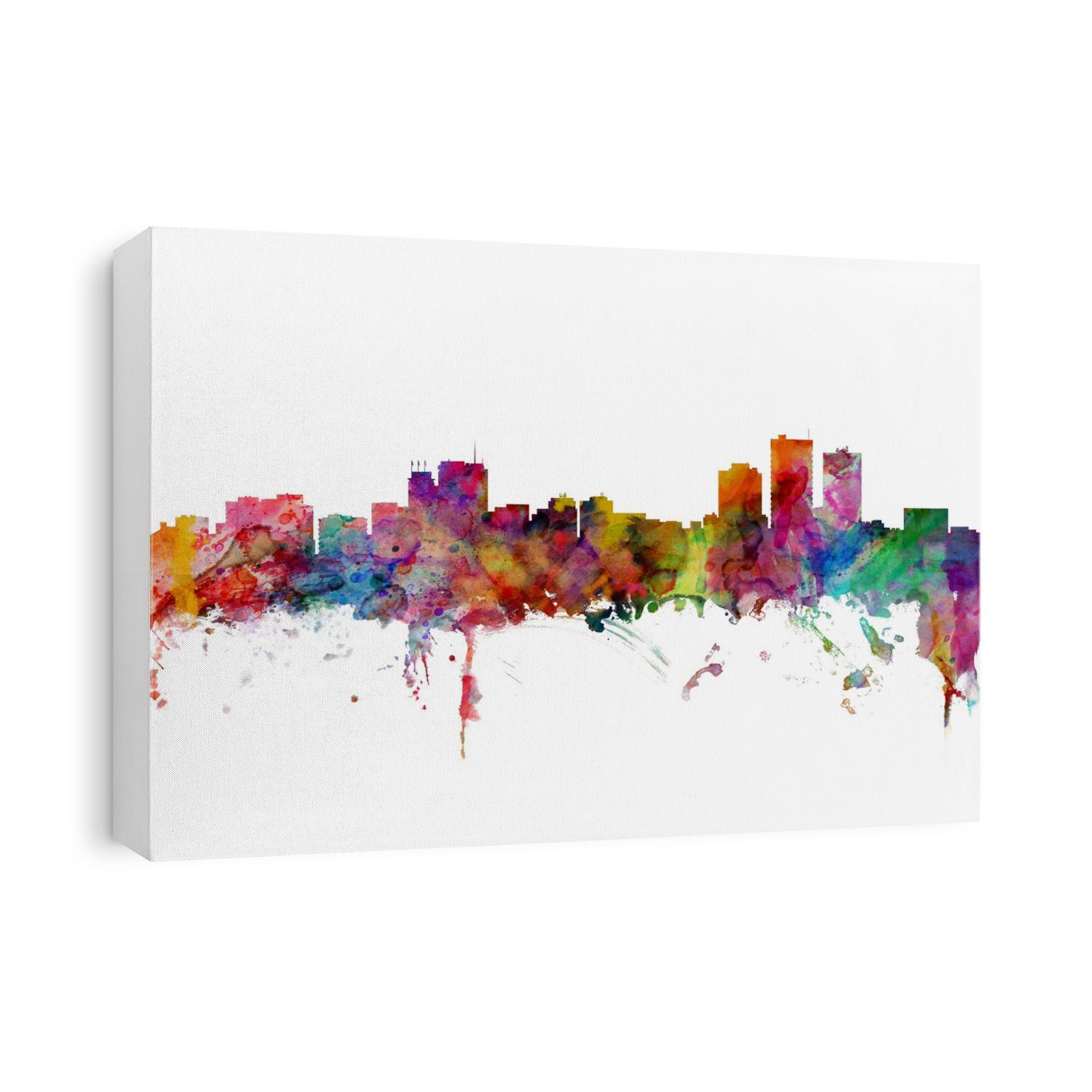 Watercolor art print of the skyline of Anchorage, Alaska, United States