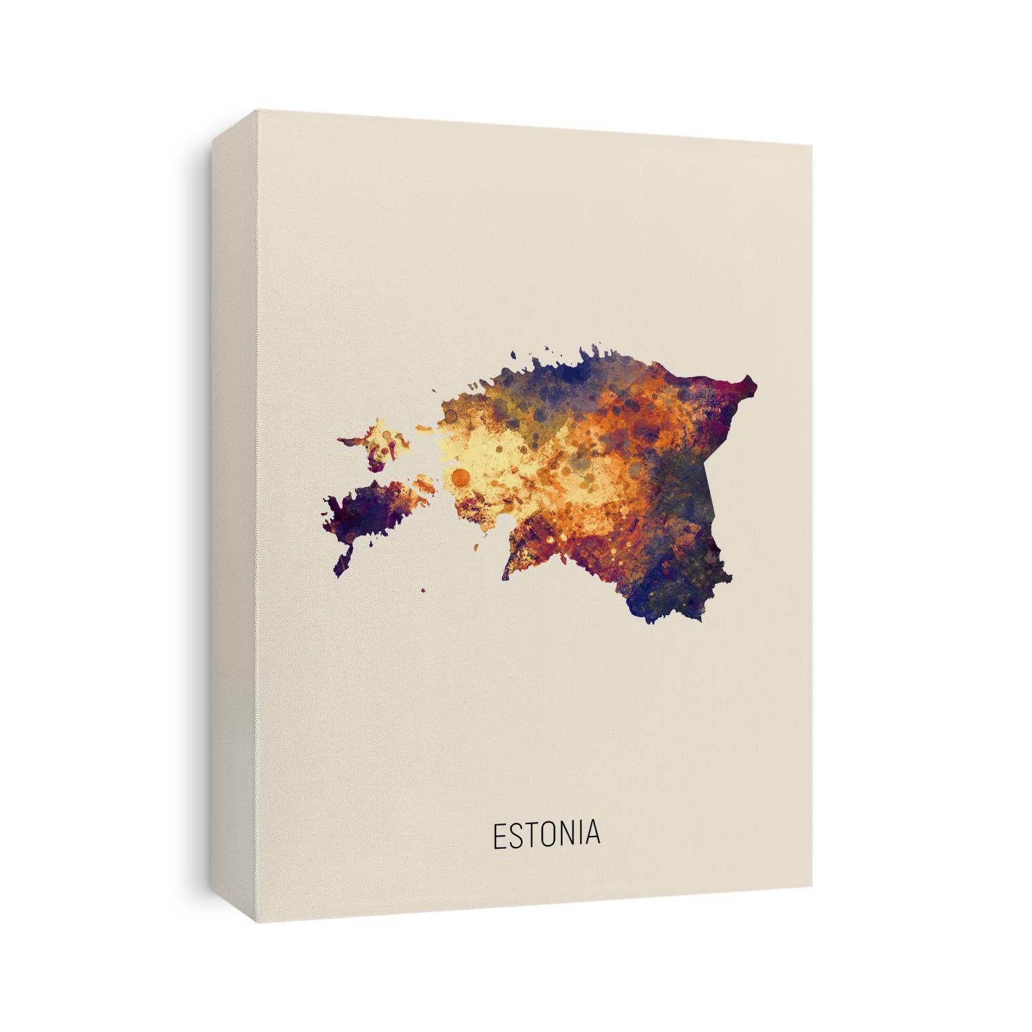 A watercolor map of Estonia