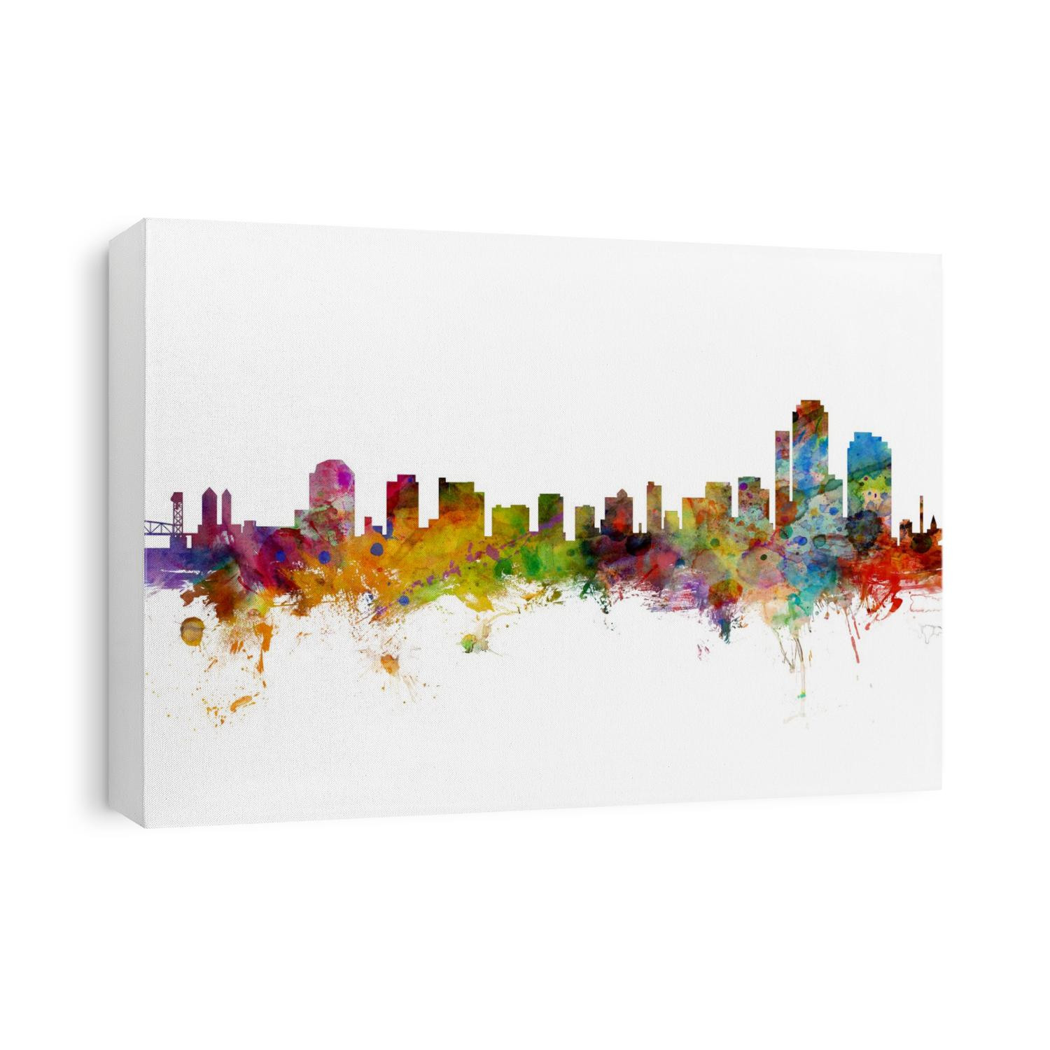 Watercolor art print of the skyline of Wilmington, Delaware, United States