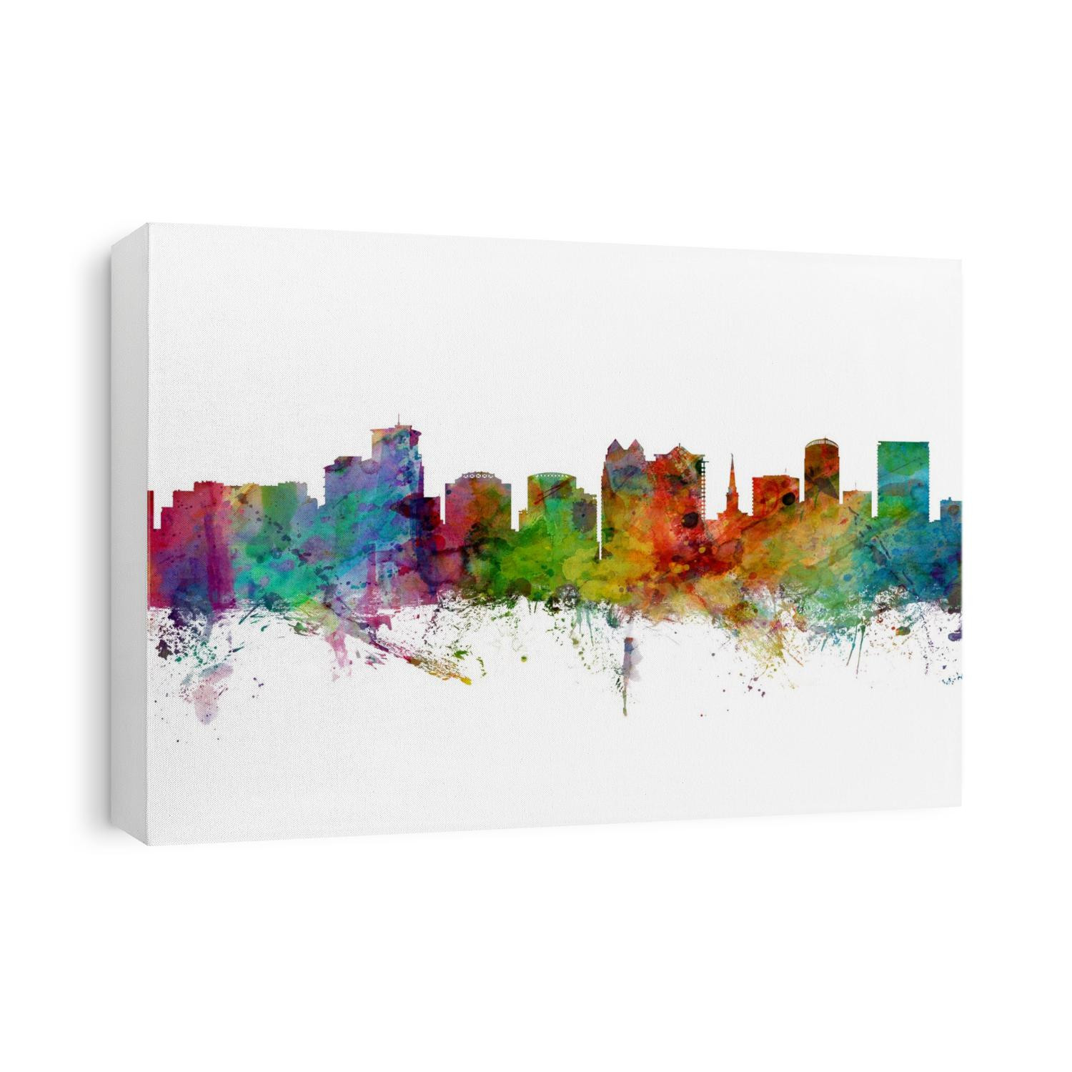 Watercolor art print of the skyline of Orlando, Florida, United States