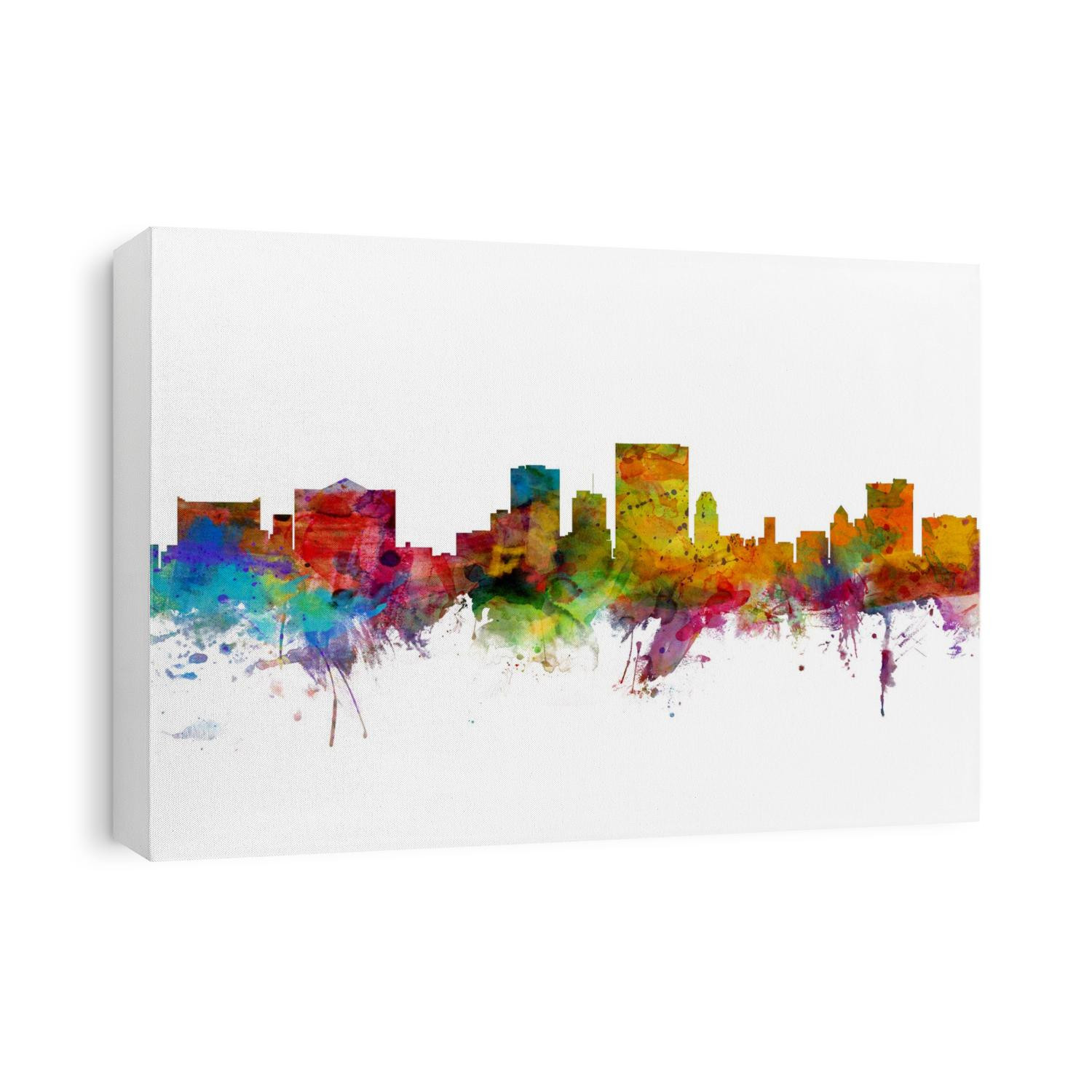 Watercolor art print of the skyline of El Paso, Texas, United States