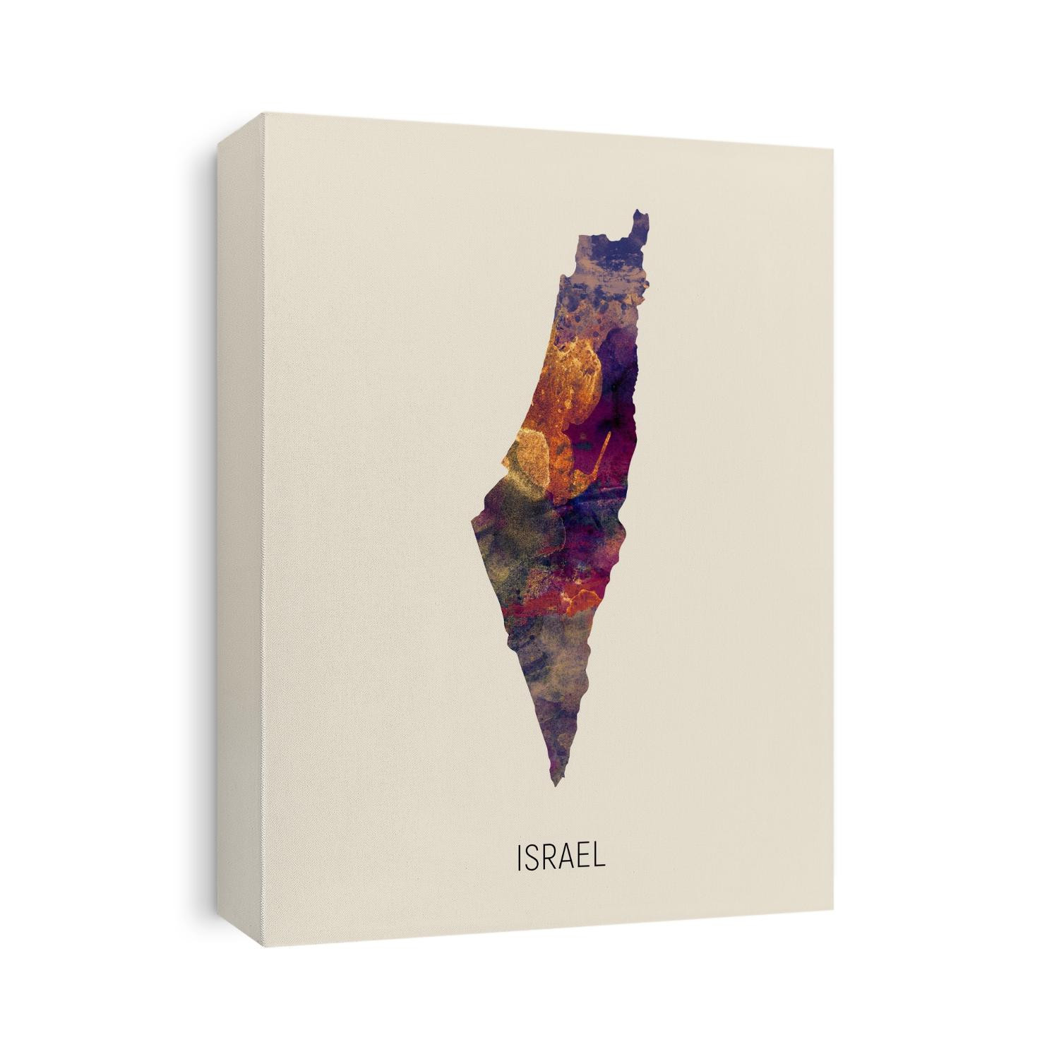 A watercolor map of Israel