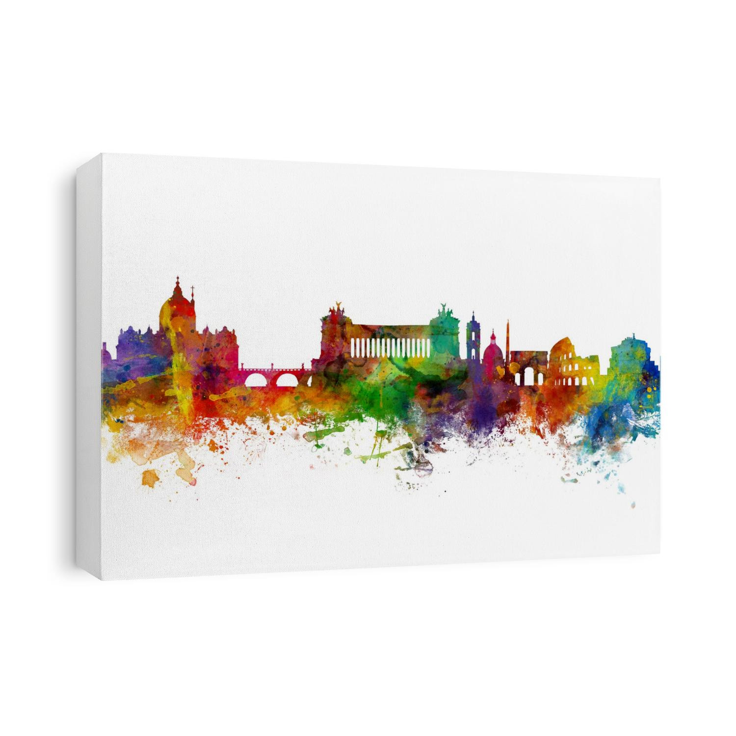 Watercolor art print of the skyline of Rome, Italy