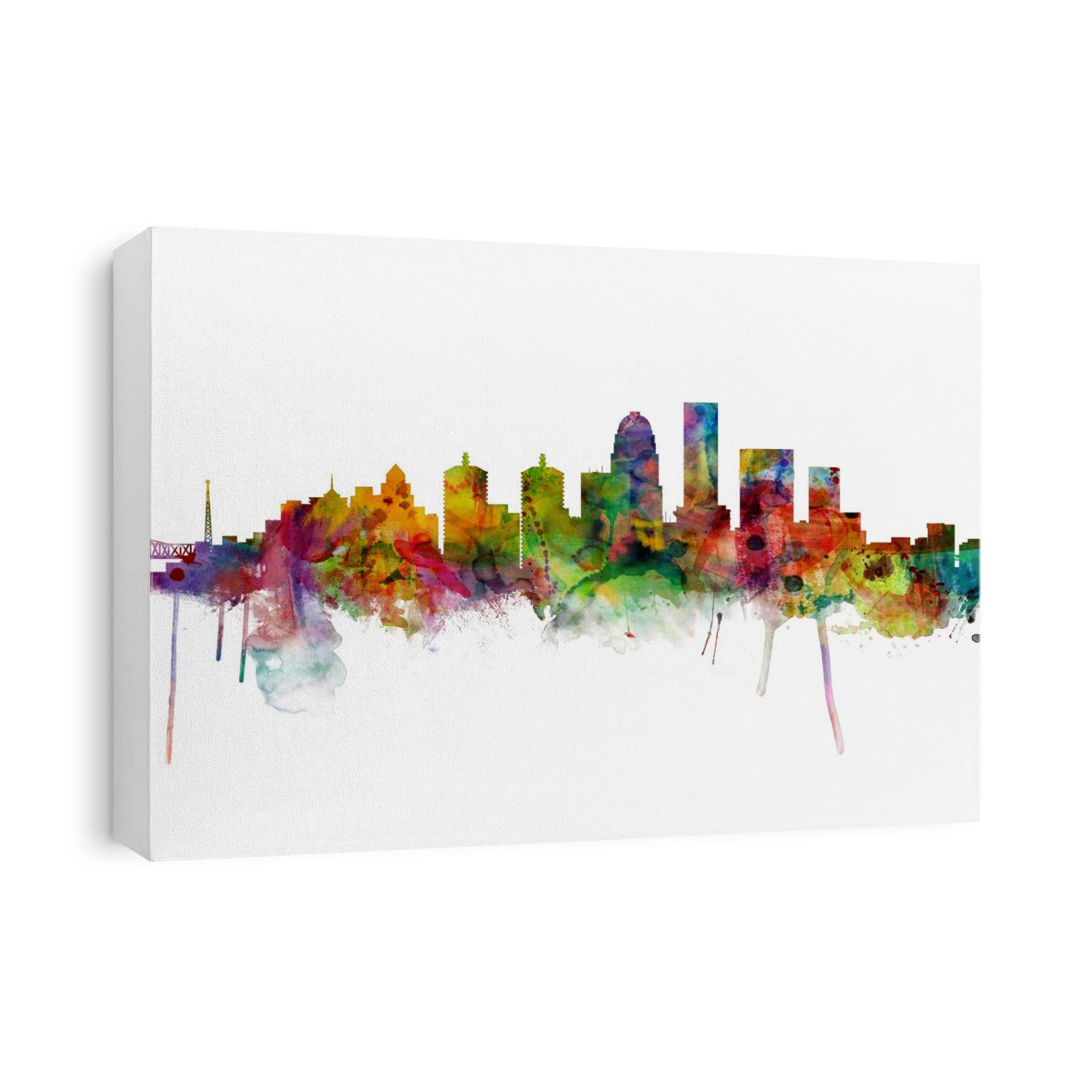 Watercolor art print of the skyline of Louisville, Kentucky, United States