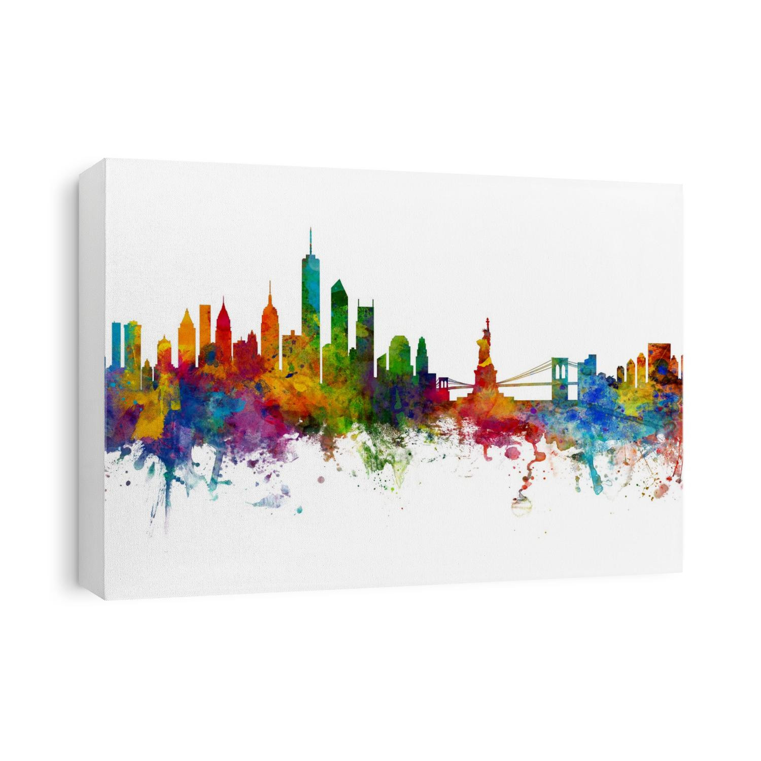 Watercolor art print of the skyline of the City of New York, New York, United States