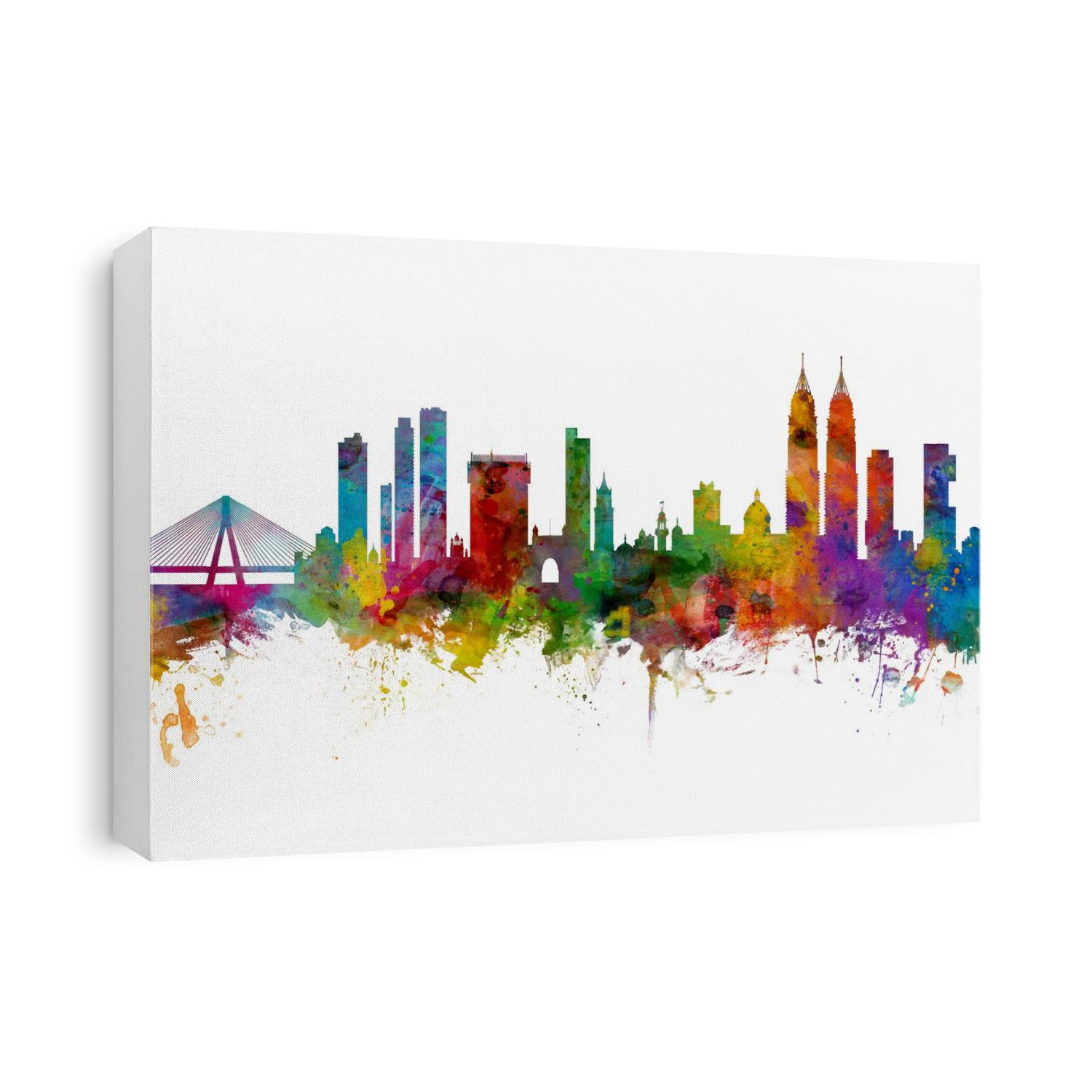 Watercolor art print of the skyline of Mumbai, India