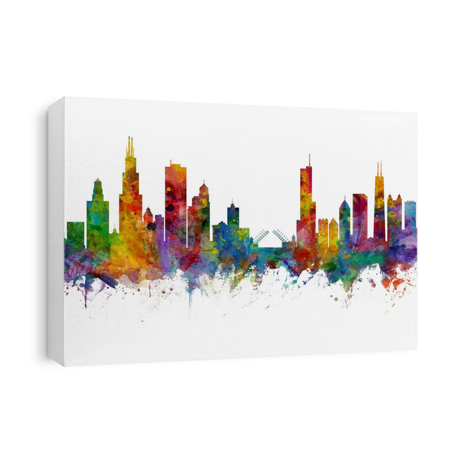 Watercolor art print of the skyline of Chicago, Illinois, United States