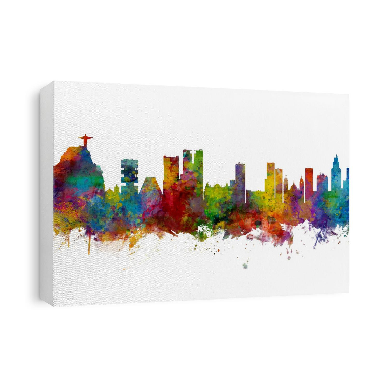 Watercolor art print of the skyline of Rio de Janeiro, Brazil