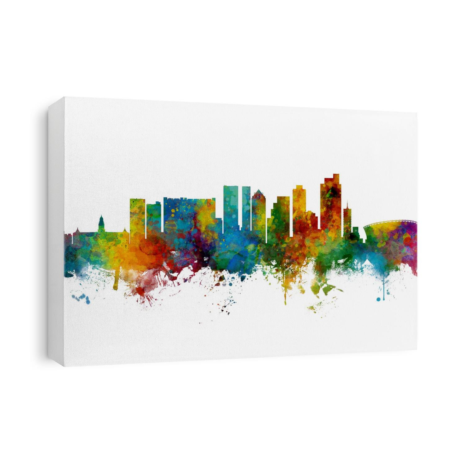 Watercolor art print of the skyline of Cape Town, South Africa