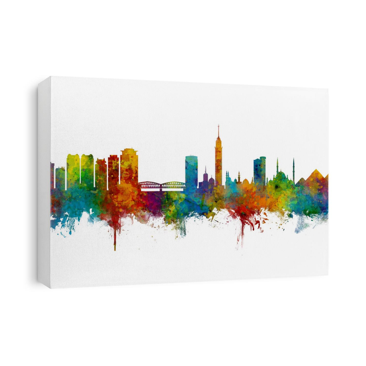 Watercolor art print of the skyline of Cairo, Egypt