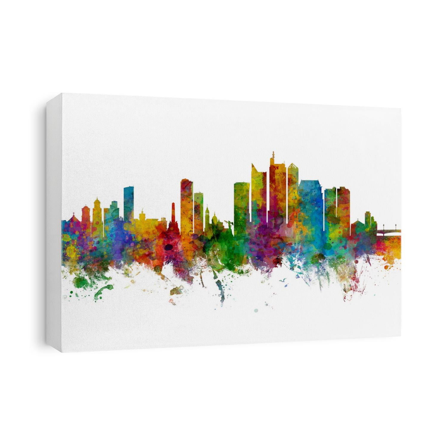 Watercolor art print of the skyline of Manila, Philippines 