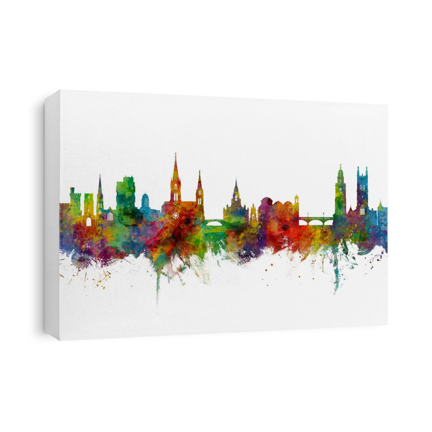 Watercolor art print of the skyline of Cork, Ireland