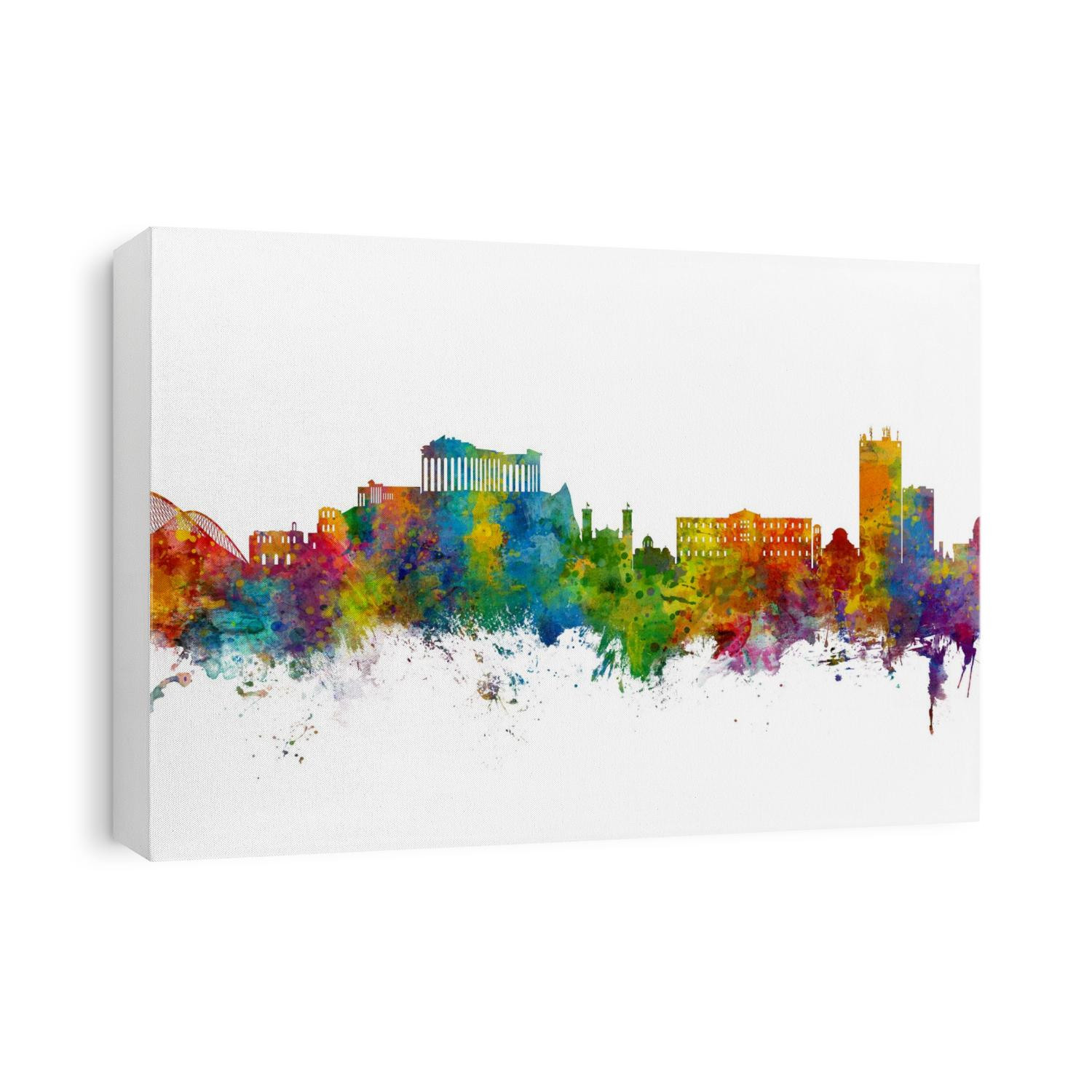 Watercolor art print of the skyline of Athens, Greece